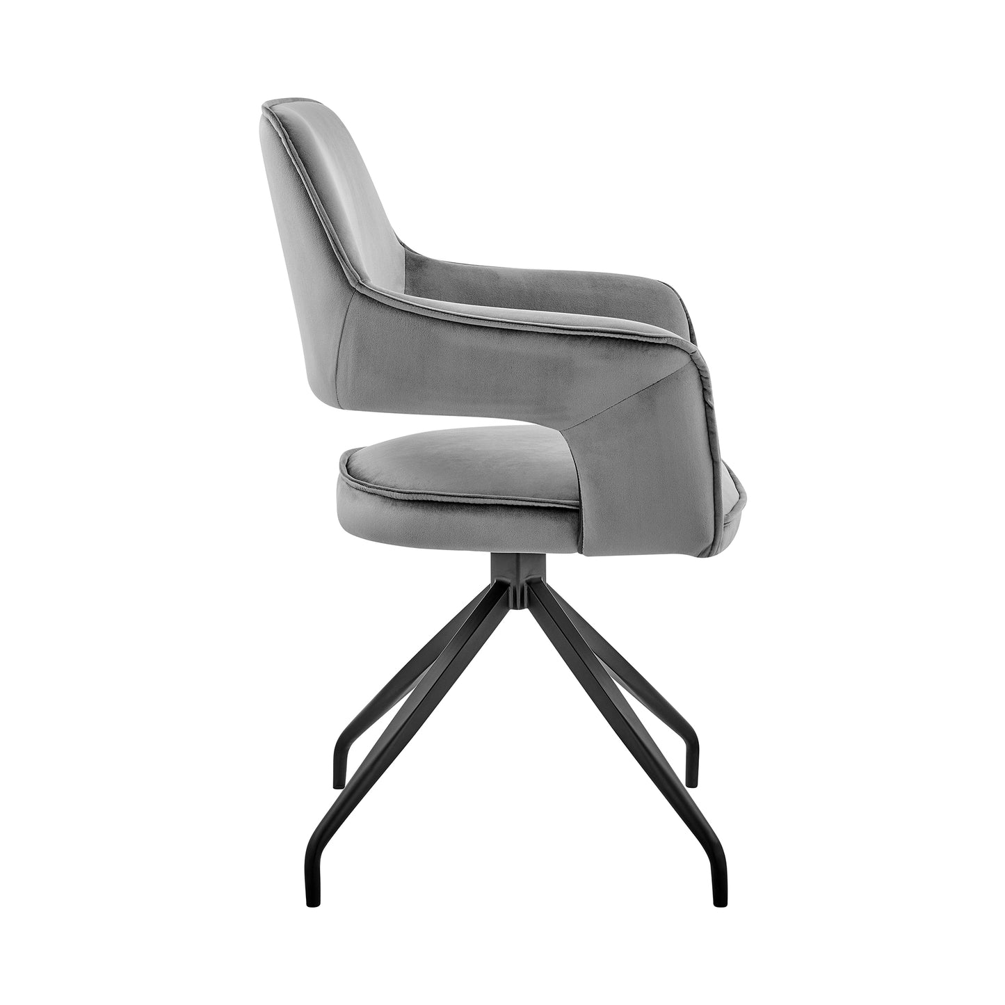 Hadley Dining Room Accent Chair in Gray Velvet with Black Finish