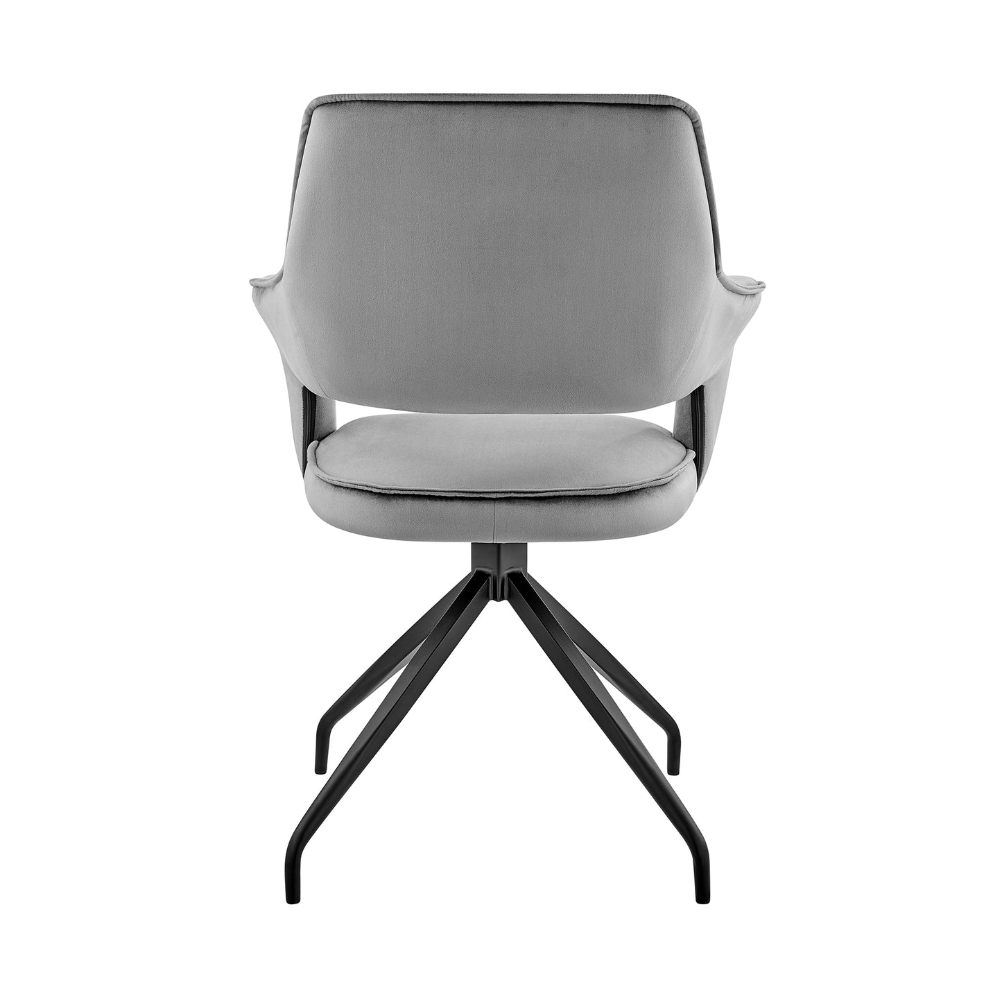 Hadley Dining Room Accent Chair in Gray Velvet with Black Finish