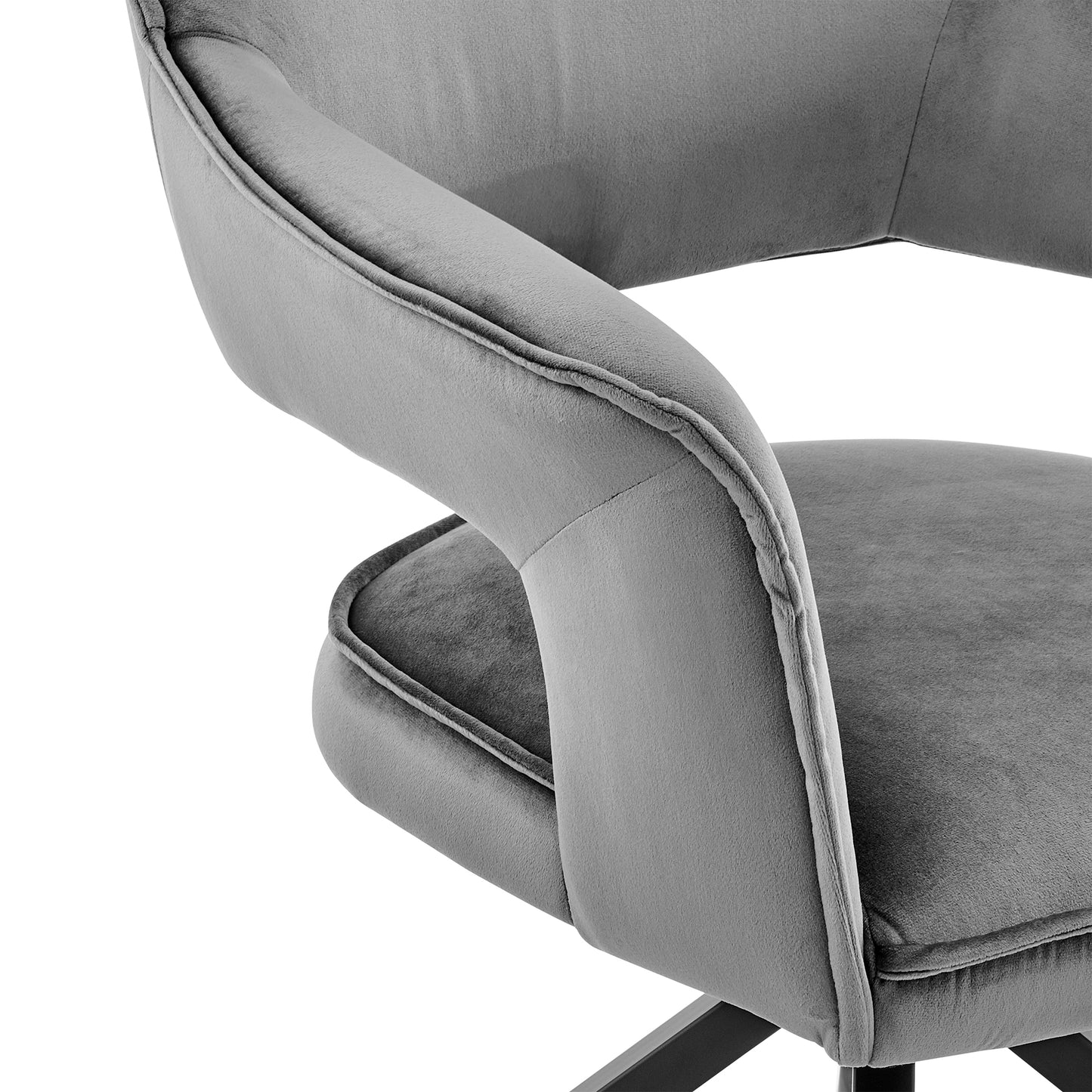 Hadley Dining Room Accent Chair in Gray Velvet with Black Finish