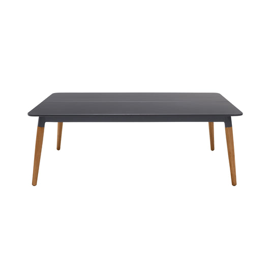 Ipanema Outdoor Dark Gray Rectangular Coffee Table with Teak Legs