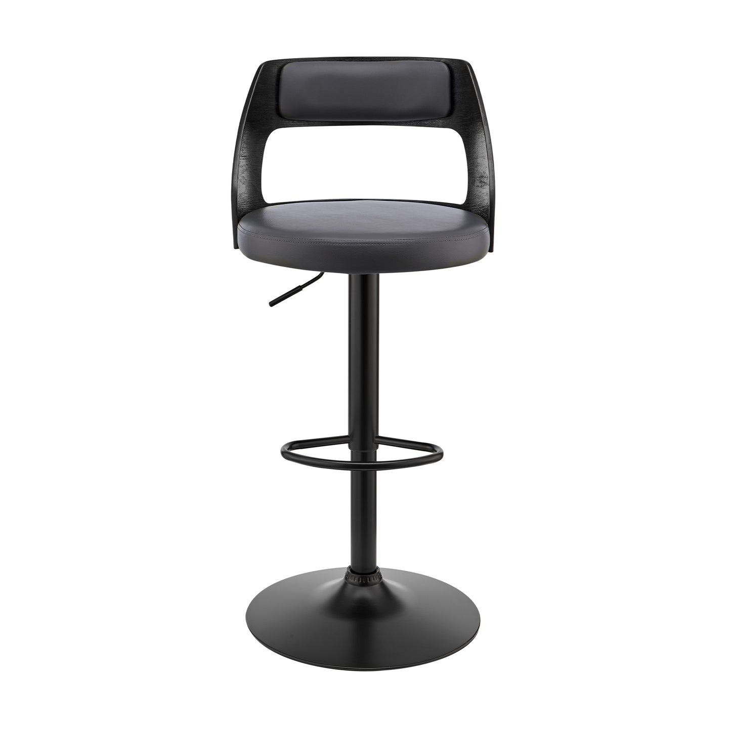 Itzan Adjustable Swivel Faux Leather Bar Stool with Wood and Chrome Base