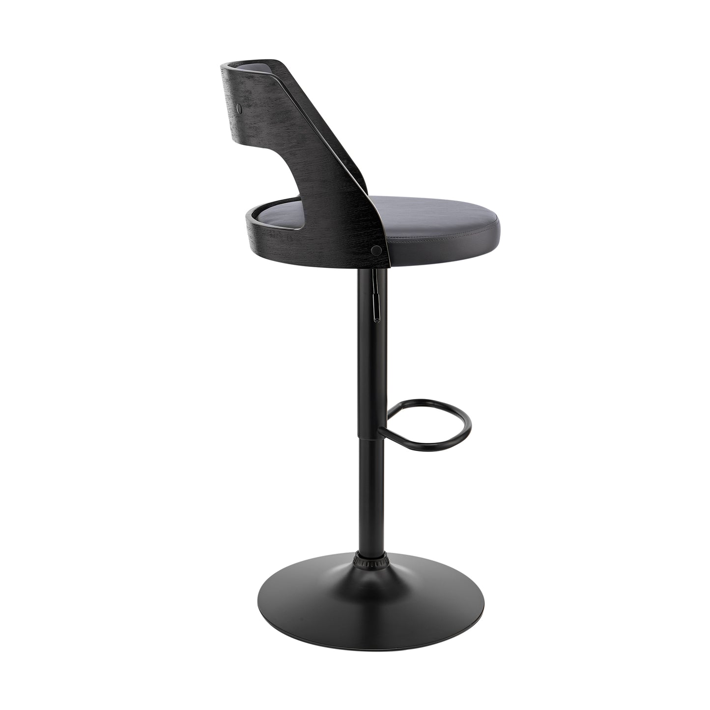 Itzan Adjustable Swivel Faux Leather Bar Stool with Wood and Chrome Base