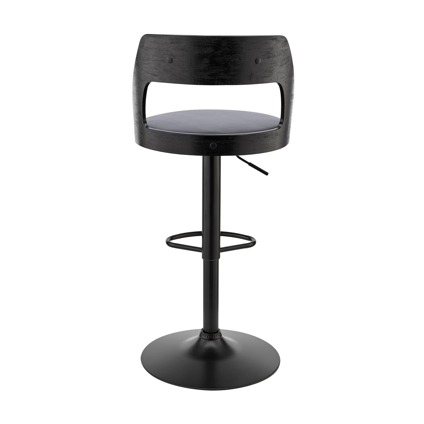 Itzan Adjustable Swivel Faux Leather Bar Stool with Wood and Chrome Base