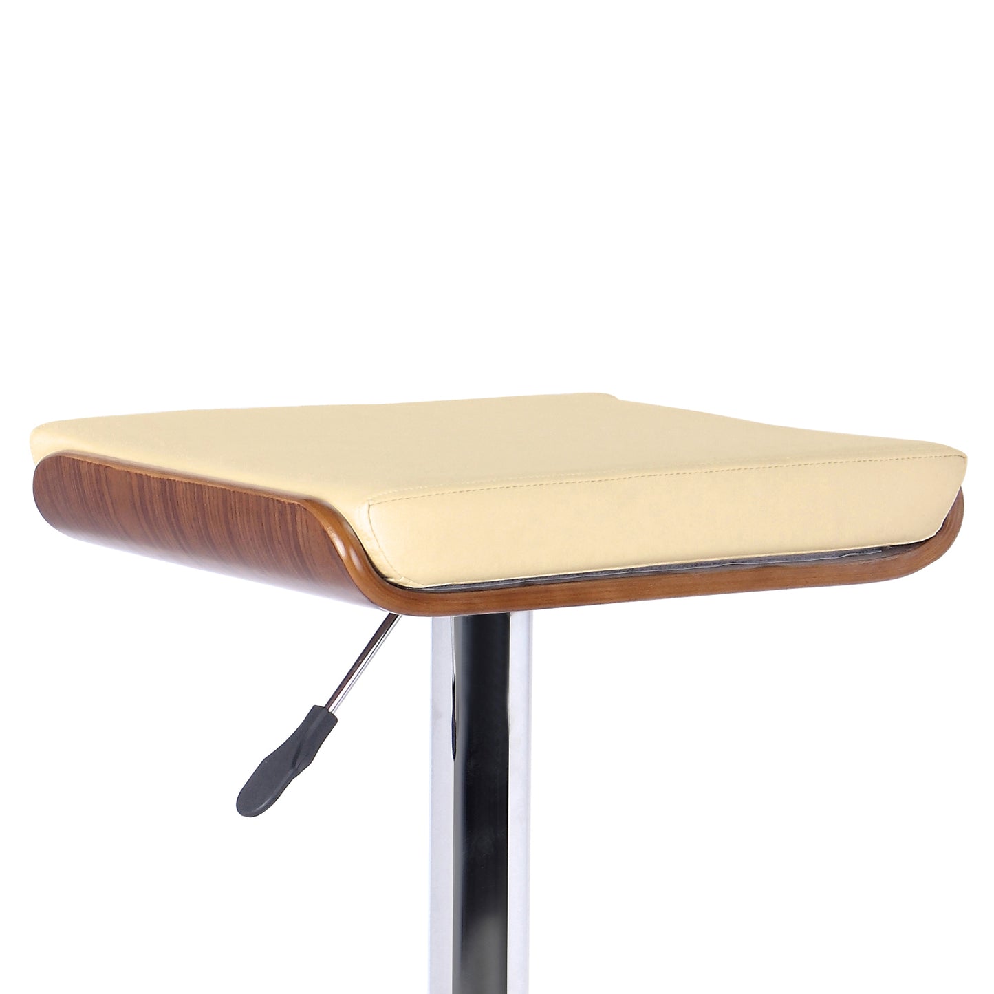 Java Barstool in Chrome Finish with Walnut Wood and Faux Leather