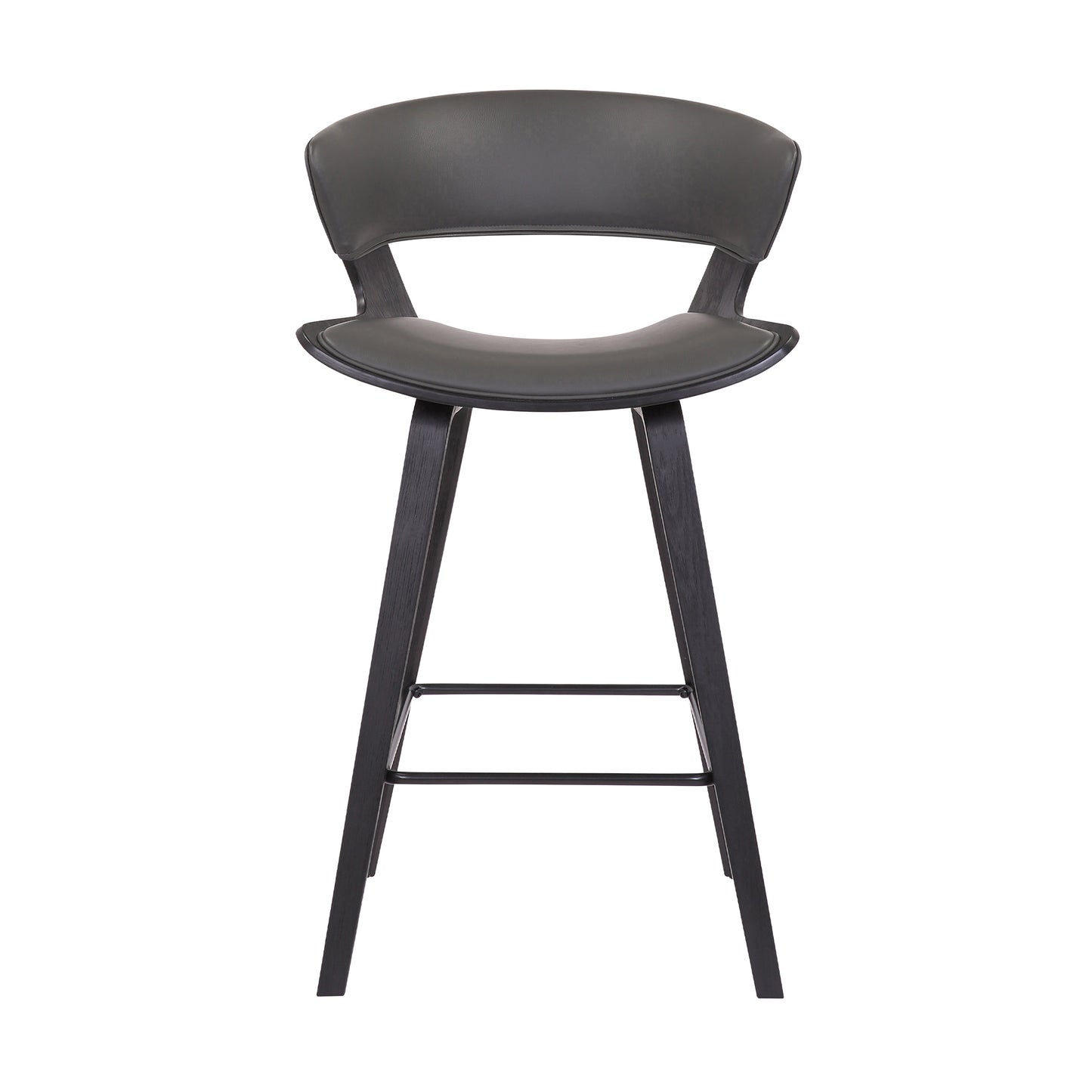 Jagger Modern 26" Black Wood and Gray Faux Leather Counter Height Barstool