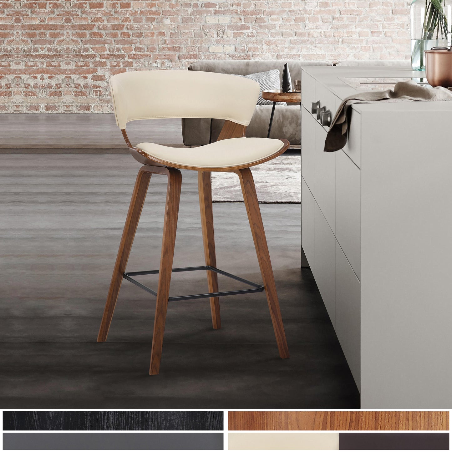 Jagger Modern 26" Wood and Faux Leather Counter Height Barstool