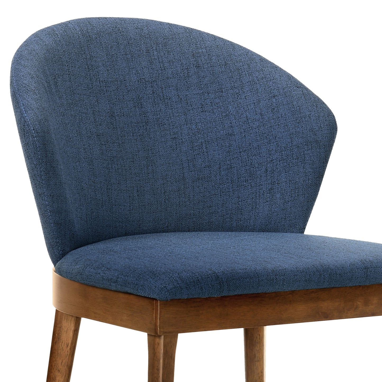 Juno Blue Fabric and Walnut Wood Dining Side Chairs - Set of 2