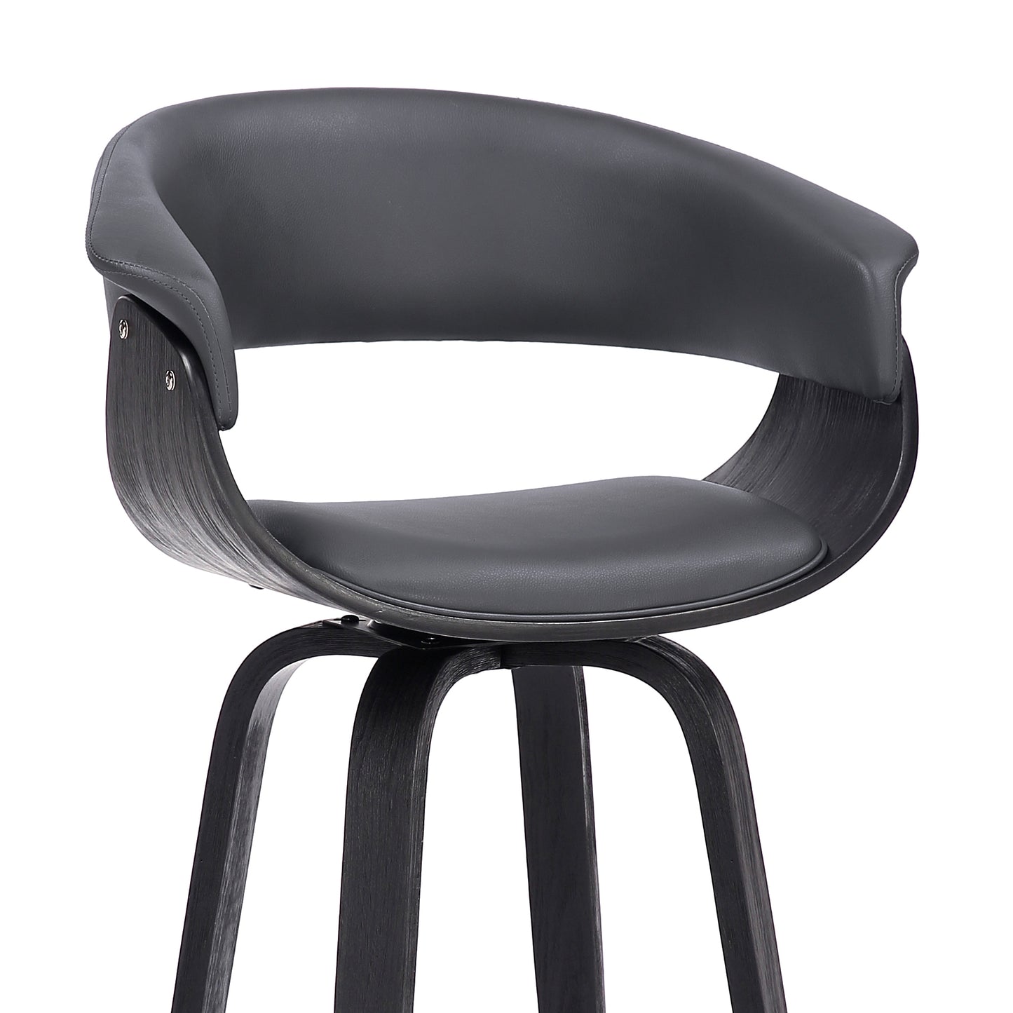 Julyssa 26" Counter Height Swivel Gray Faux Leather and Black Wood Bar Stool