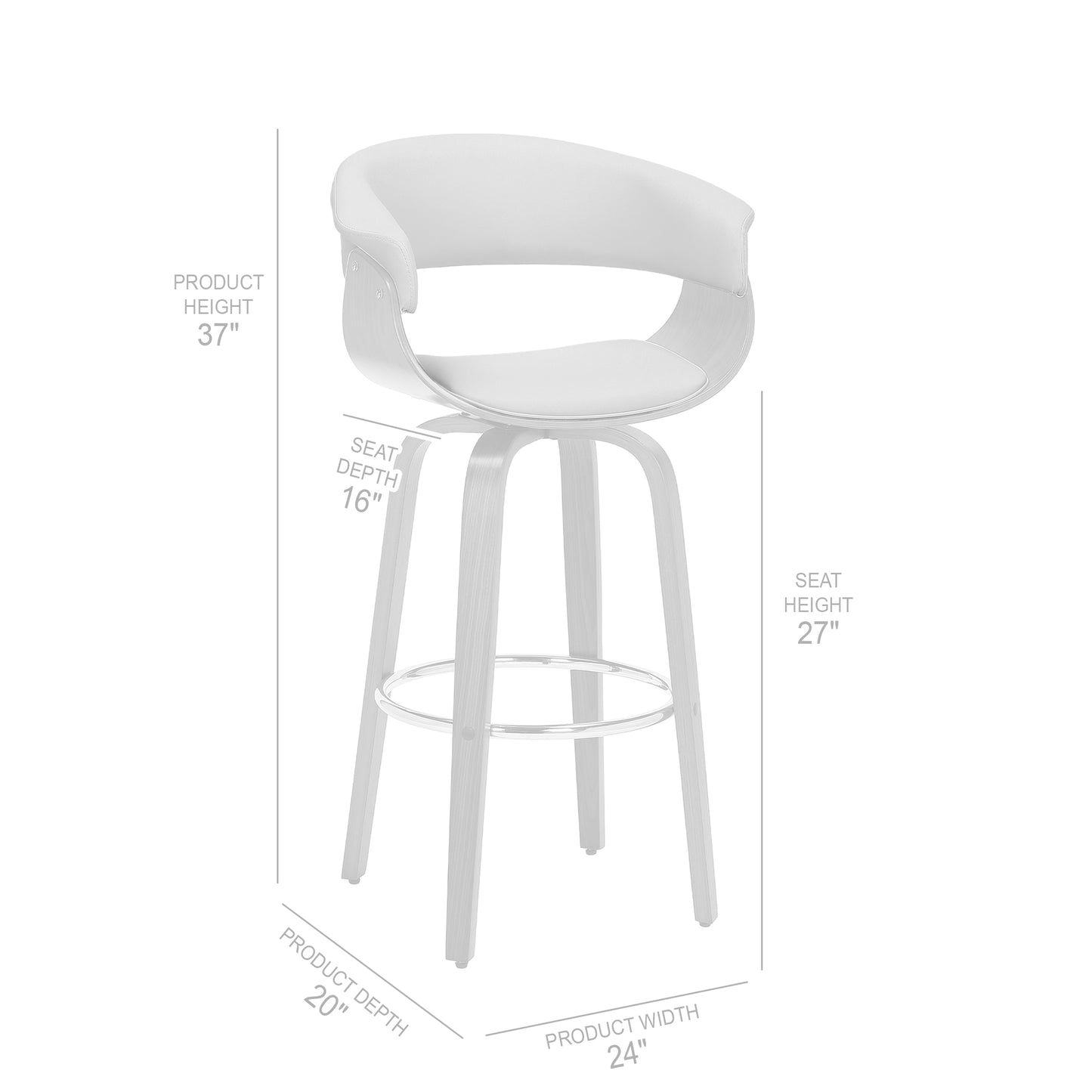 Julyssa 26" Counter Height Swivel Cream Faux Leather and Walnut Wood Bar Stool