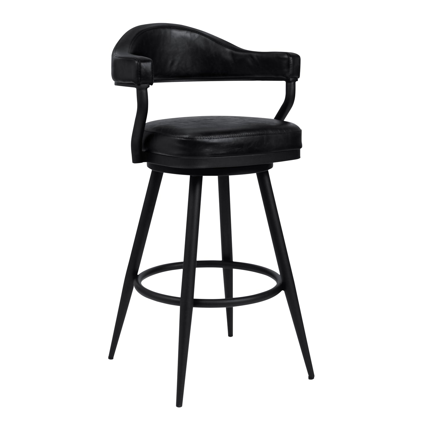 Justin Swivel Vintage Faux Leather Bar Stool with Metal Legs