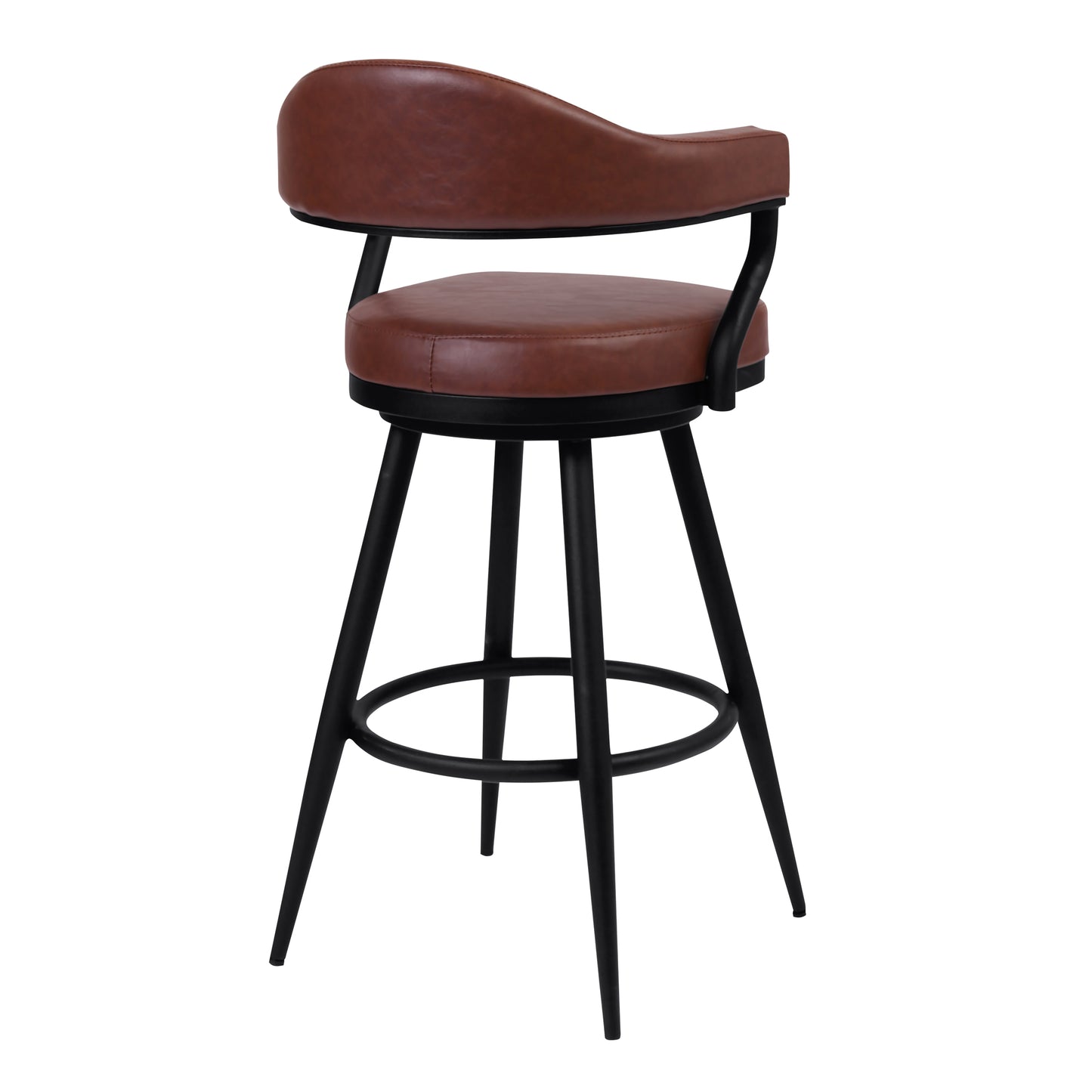 Justin Swivel Vintage Faux Leather Bar Stool with Metal Legs