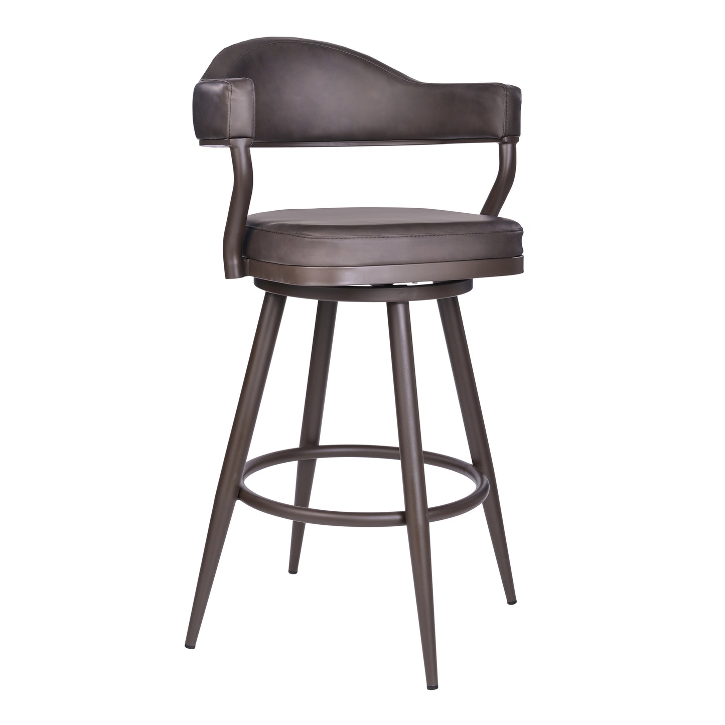 Justin Swivel Vintage Faux Leather Bar Stool with Metal Legs