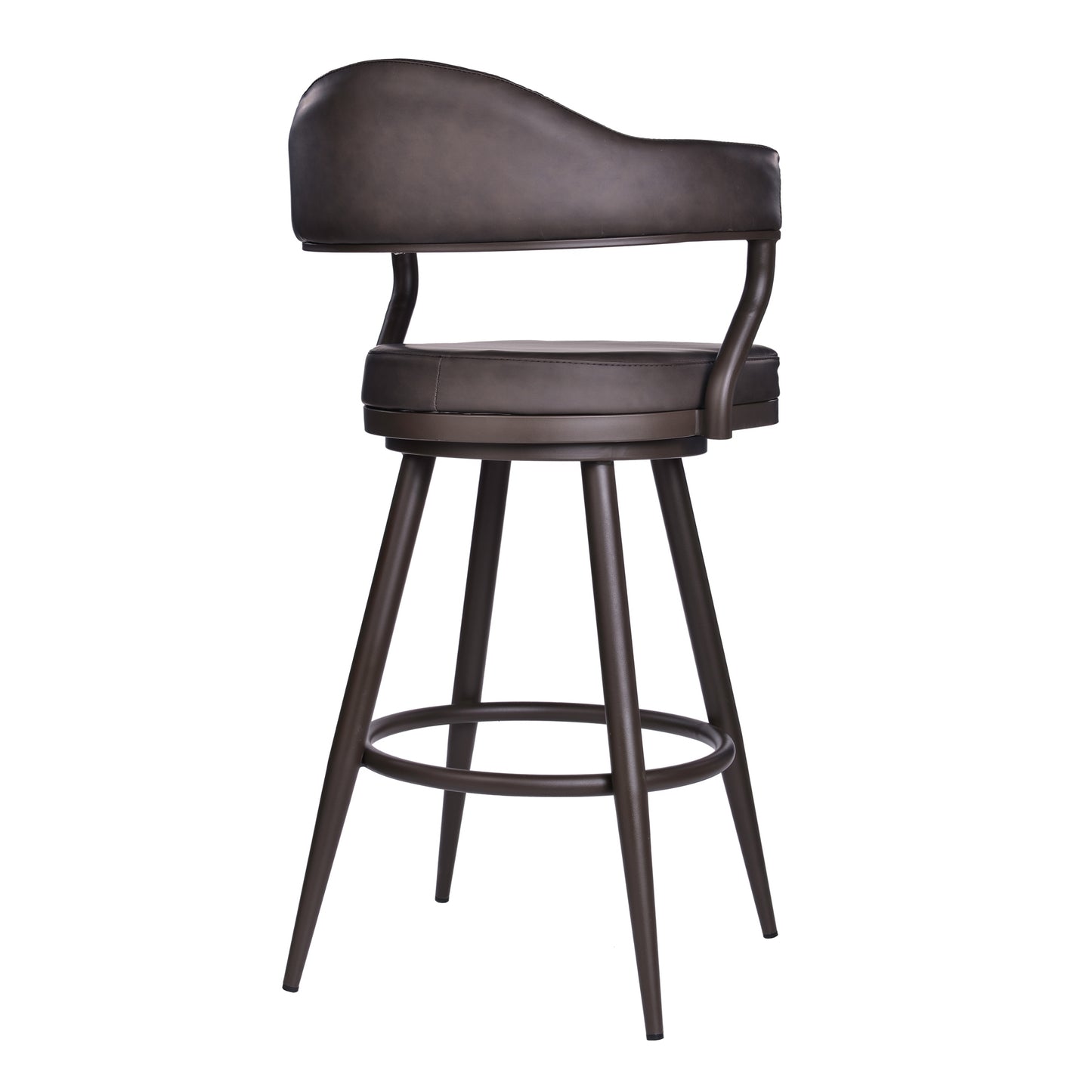 Justin Swivel Vintage Faux Leather Bar Stool with Metal Legs