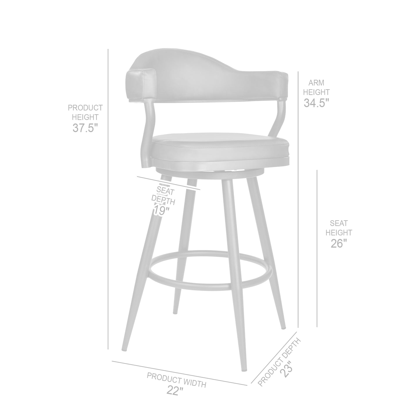 Justin Swivel Vintage Faux Leather Bar Stool with Metal Legs