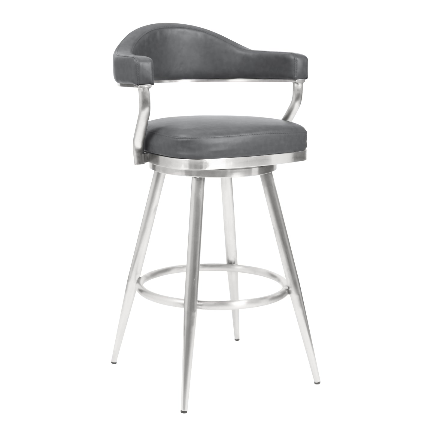 Justin Swivel Vintage Faux Leather Bar Stool with Metal Legs