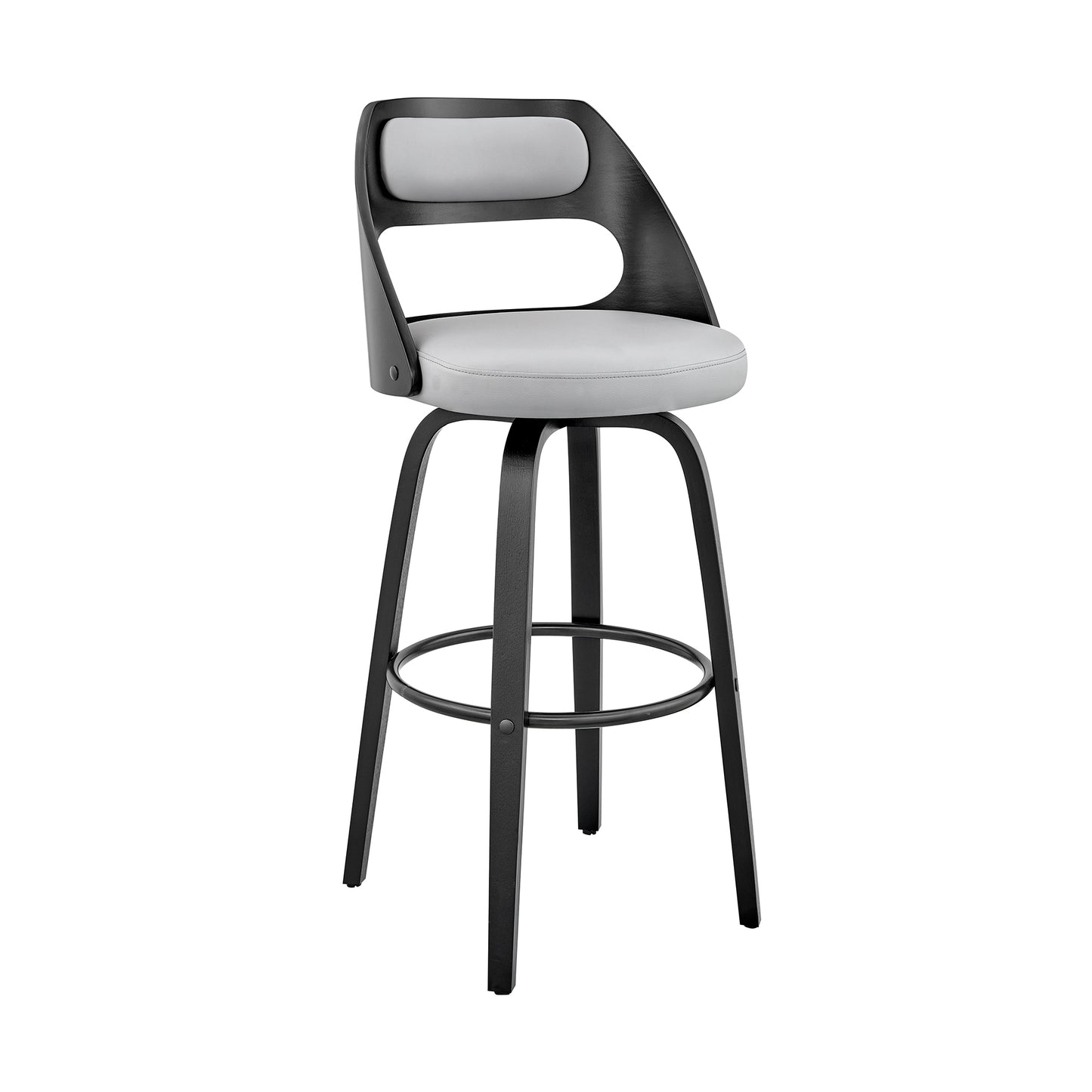 Julius Faux Leather and Wood Bar Stool - Available in Multiple Heights and Finishes