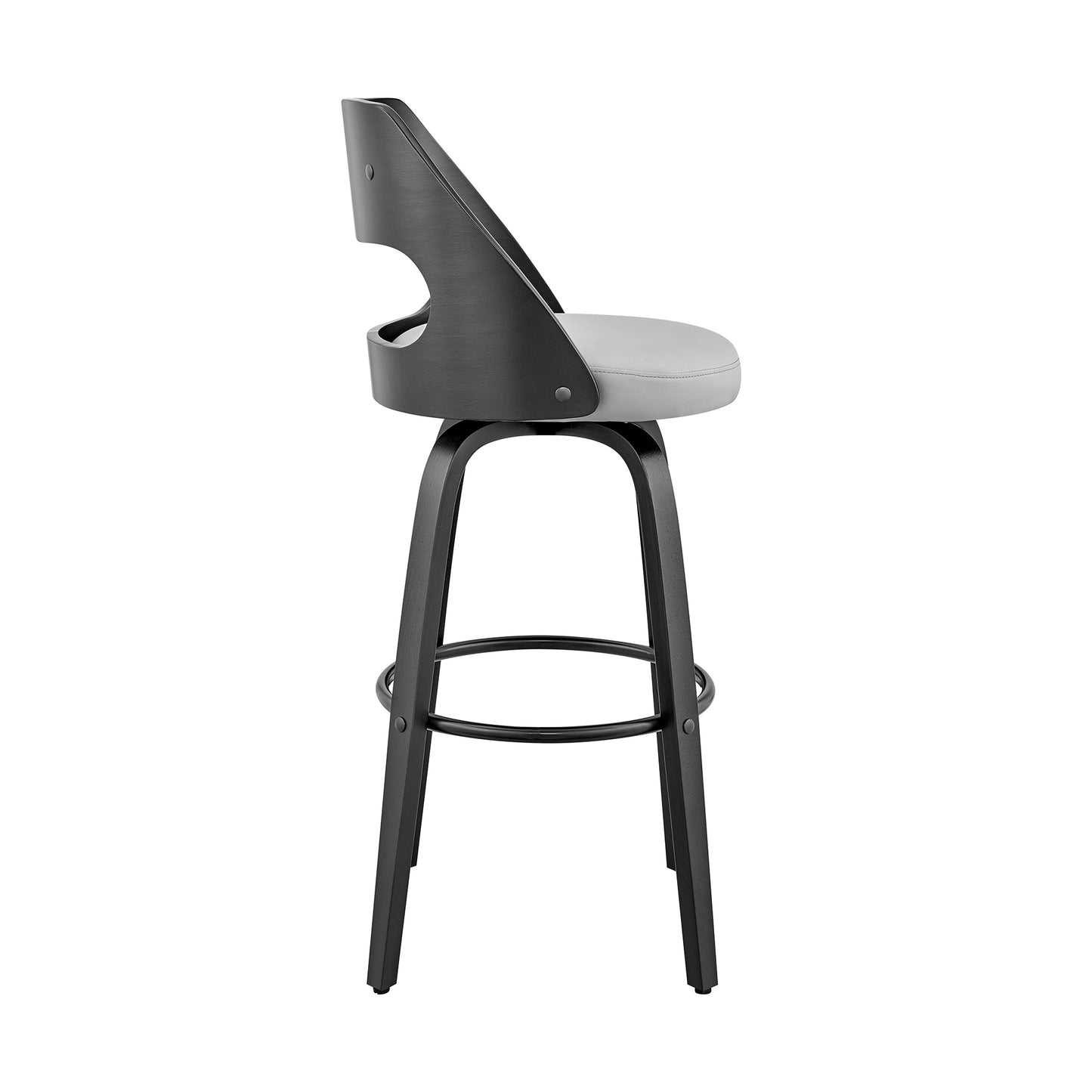 Julius Faux Leather and Wood Bar Stool - Available in Multiple Heights and Finishes