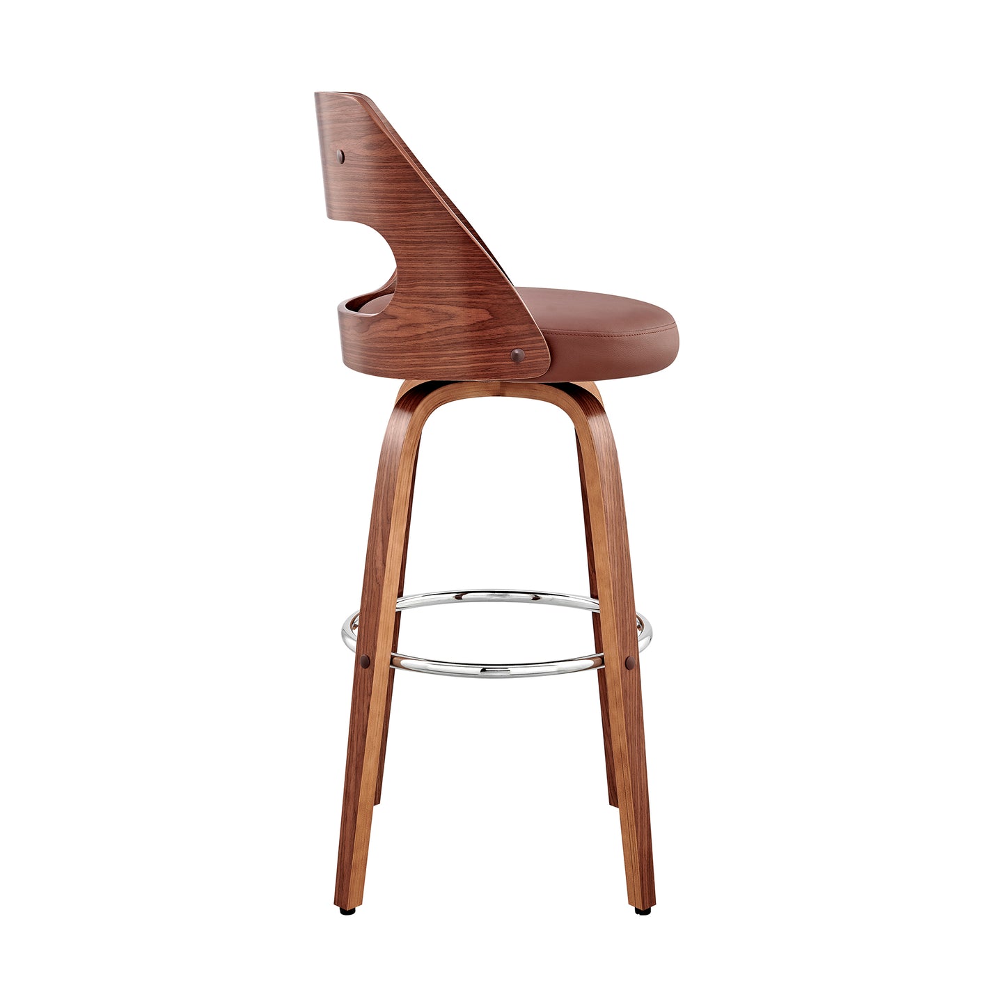 Julius Faux Leather and Wood Bar Stool - Available in Multiple Heights and Finishes