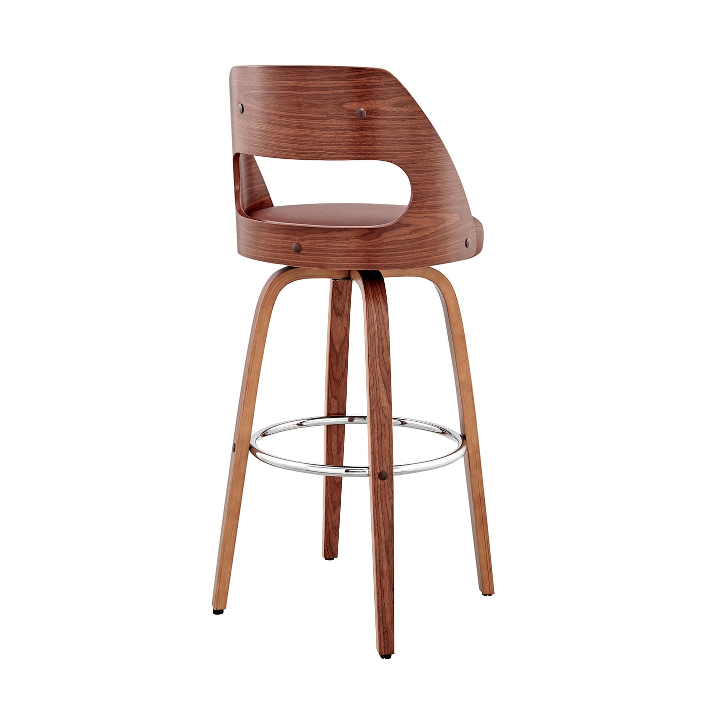 Julius Faux Leather and Wood Bar Stool - Available in Multiple Heights and Finishes