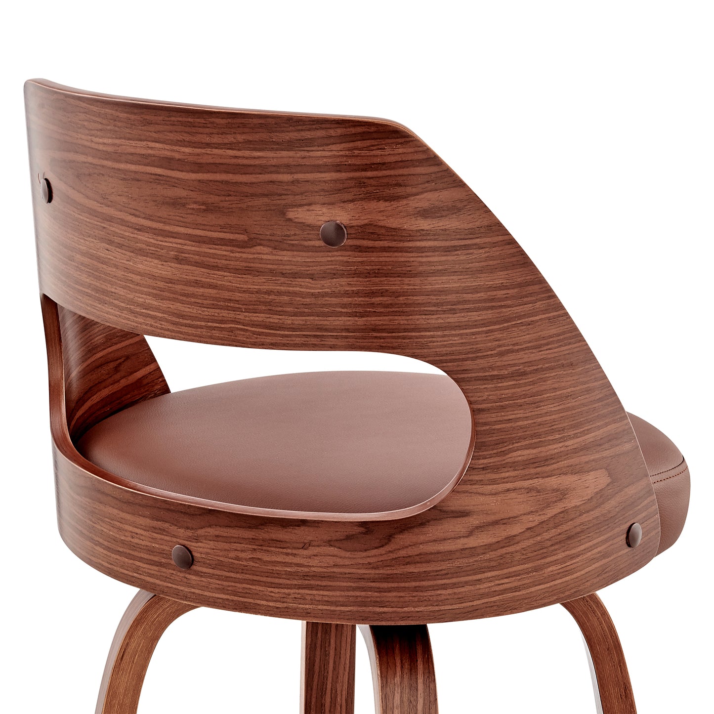 Julius Faux Leather and Wood Bar Stool - Available in Multiple Heights and Finishes