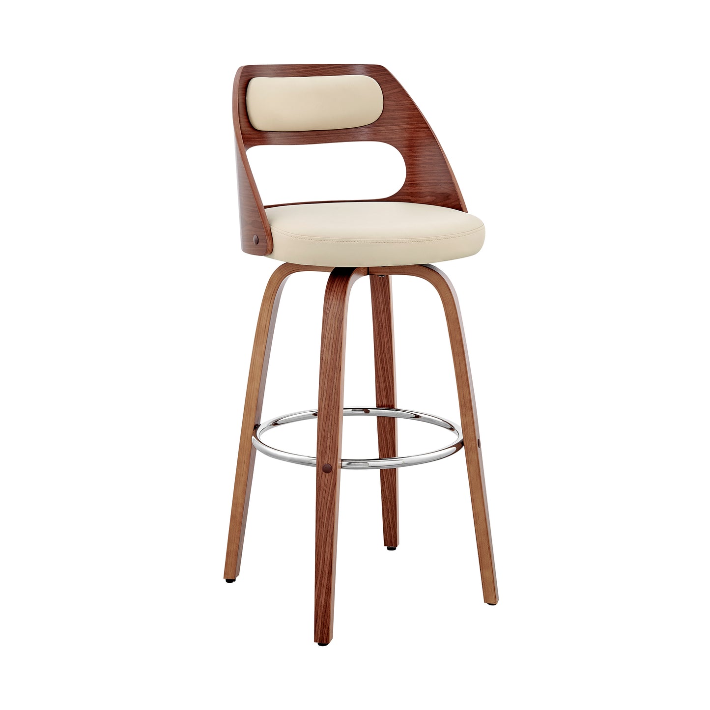 Julius Faux Leather and Wood Bar Stool - Available in Multiple Heights and Finishes