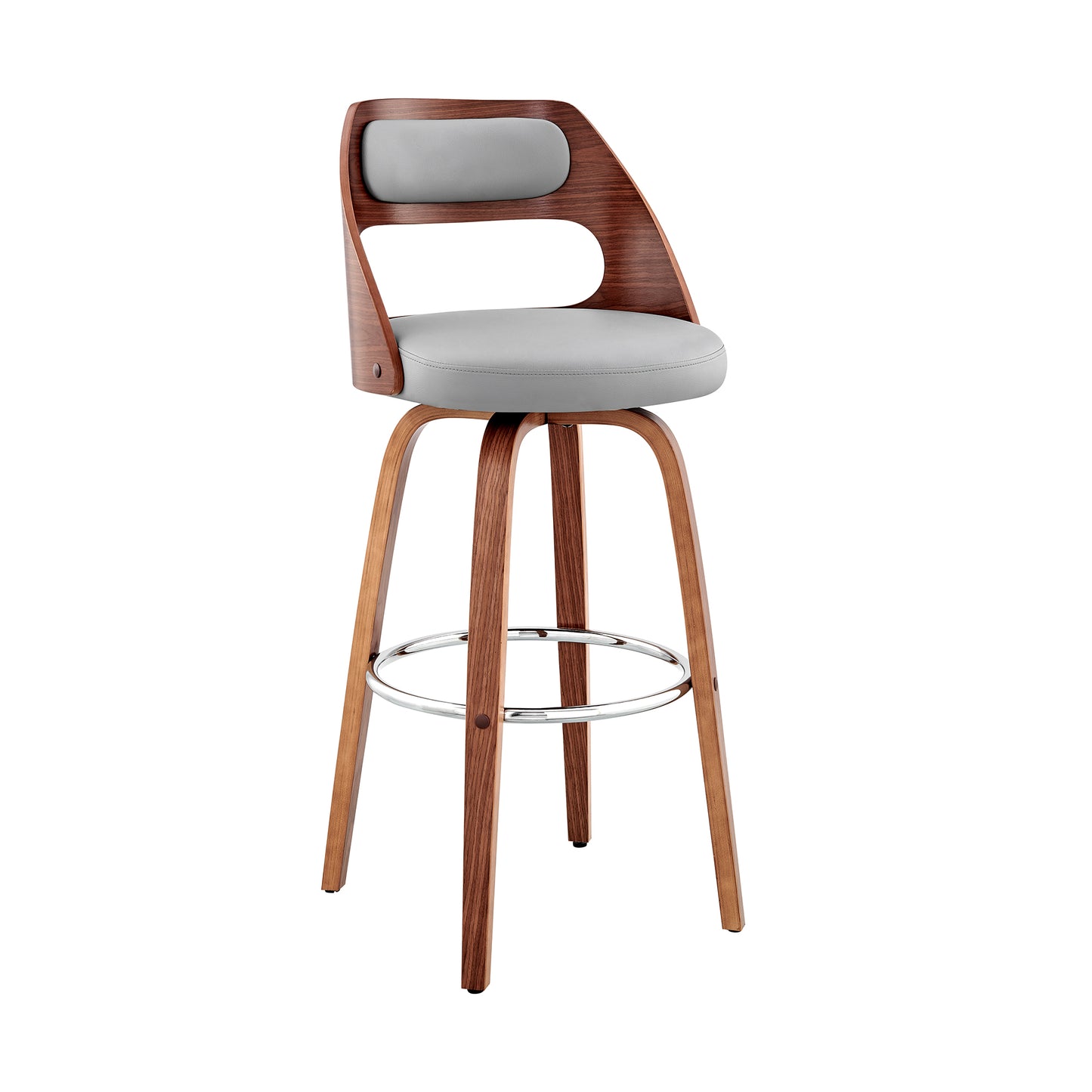 Julius Faux Leather and Wood Bar Stool - Available in Multiple Heights and Finishes