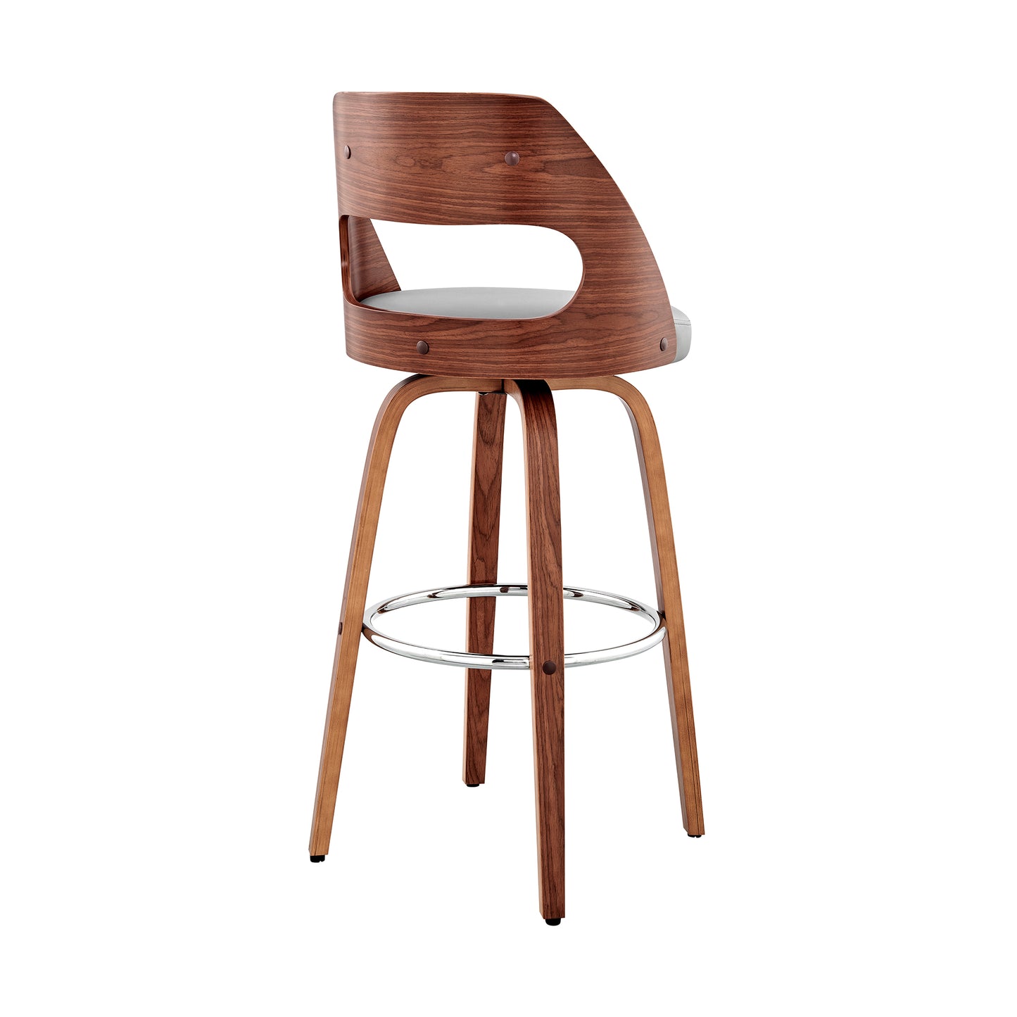 Julius Faux Leather and Wood Bar Stool - Available in Multiple Heights and Finishes