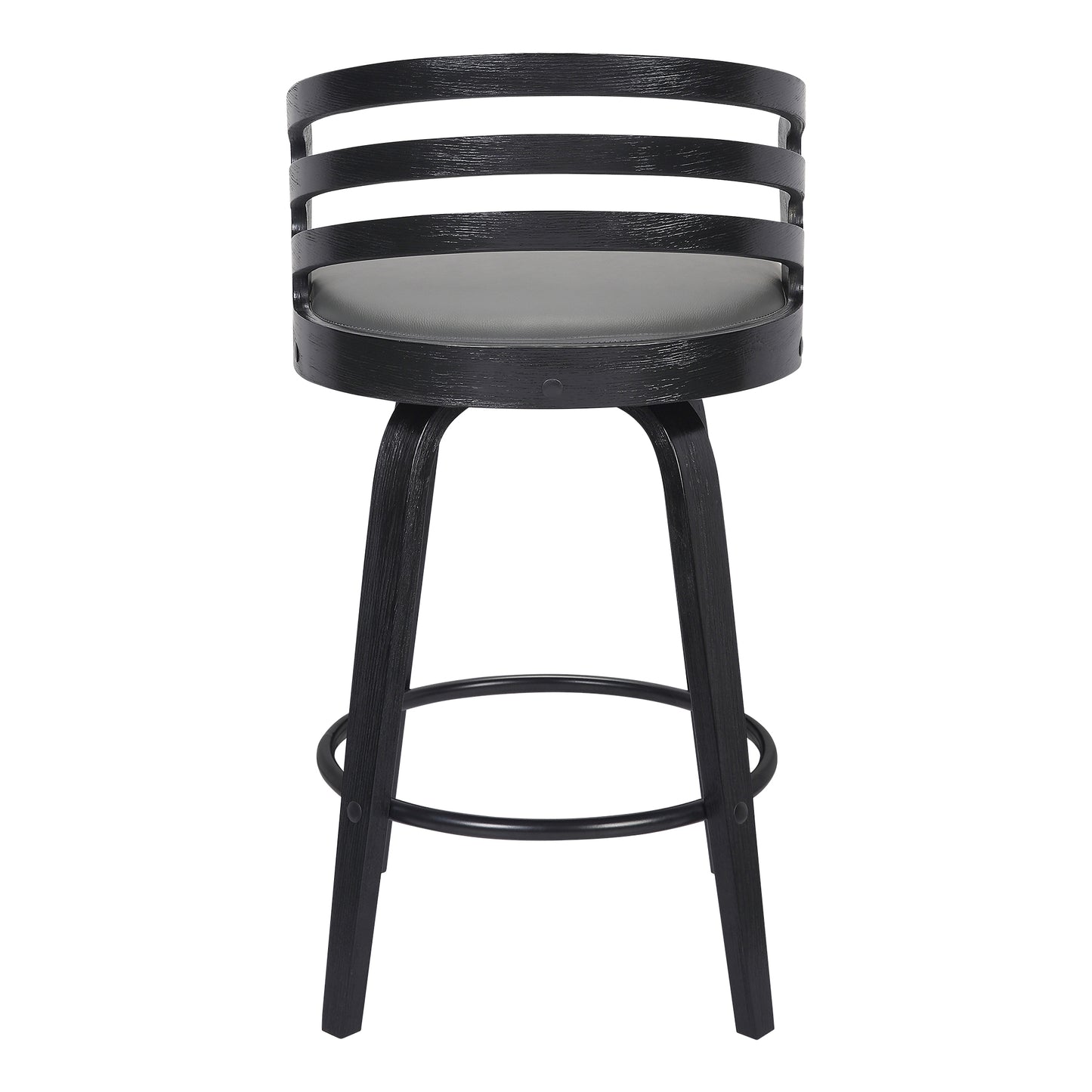 Jayden Counter and Bar Height Swivel Faux Leather and Wood Bar Stool
