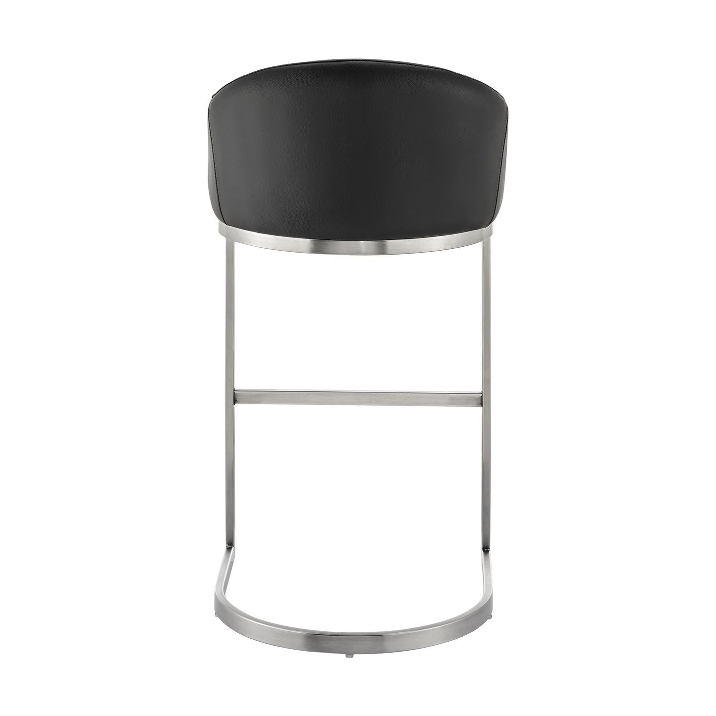 Katherine 26" Counter Stool in Brushed Stainless Steel with Black Faux Leather