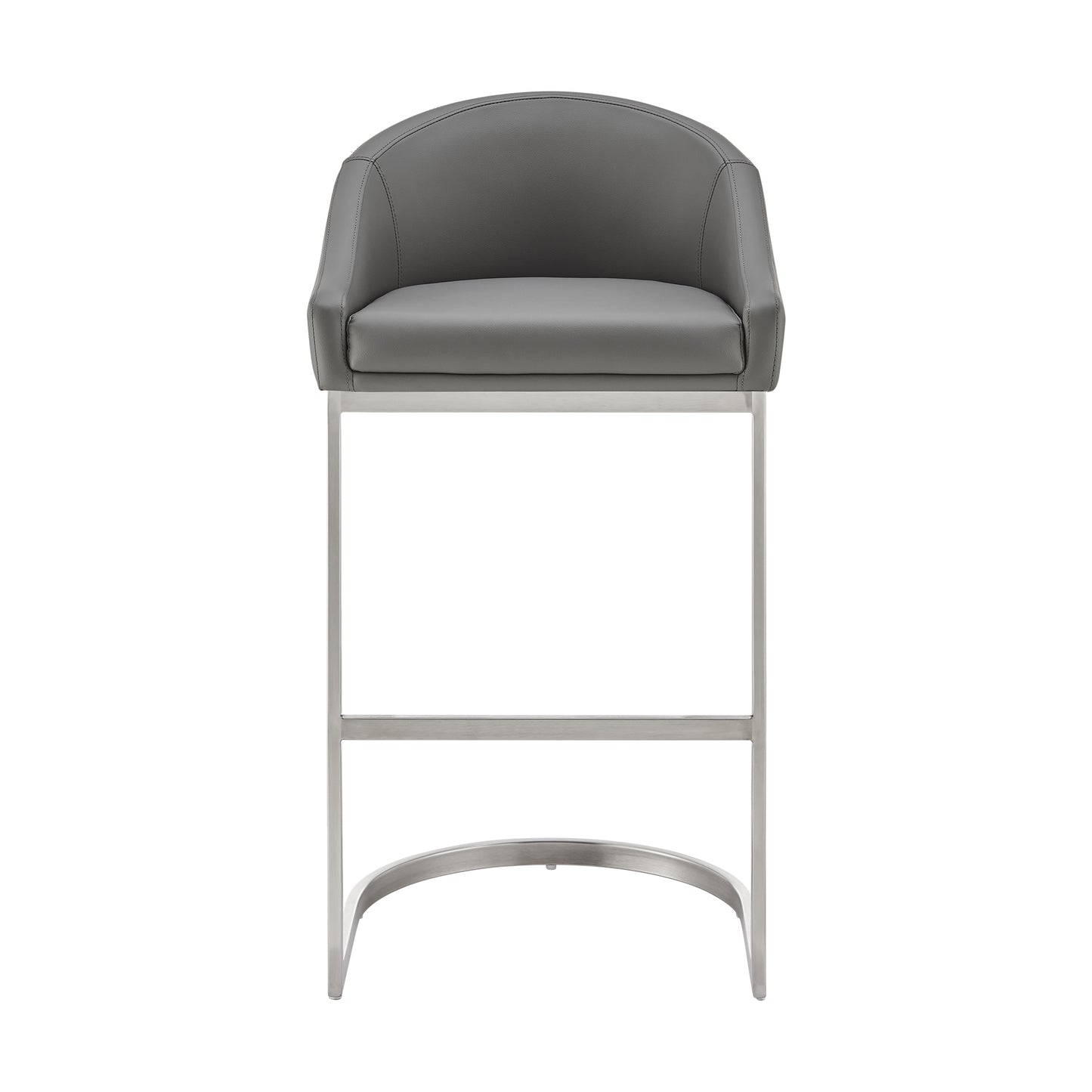 Katherine 26" Counter Stool in Brushed Stainless Steel with Gray Faux Leather