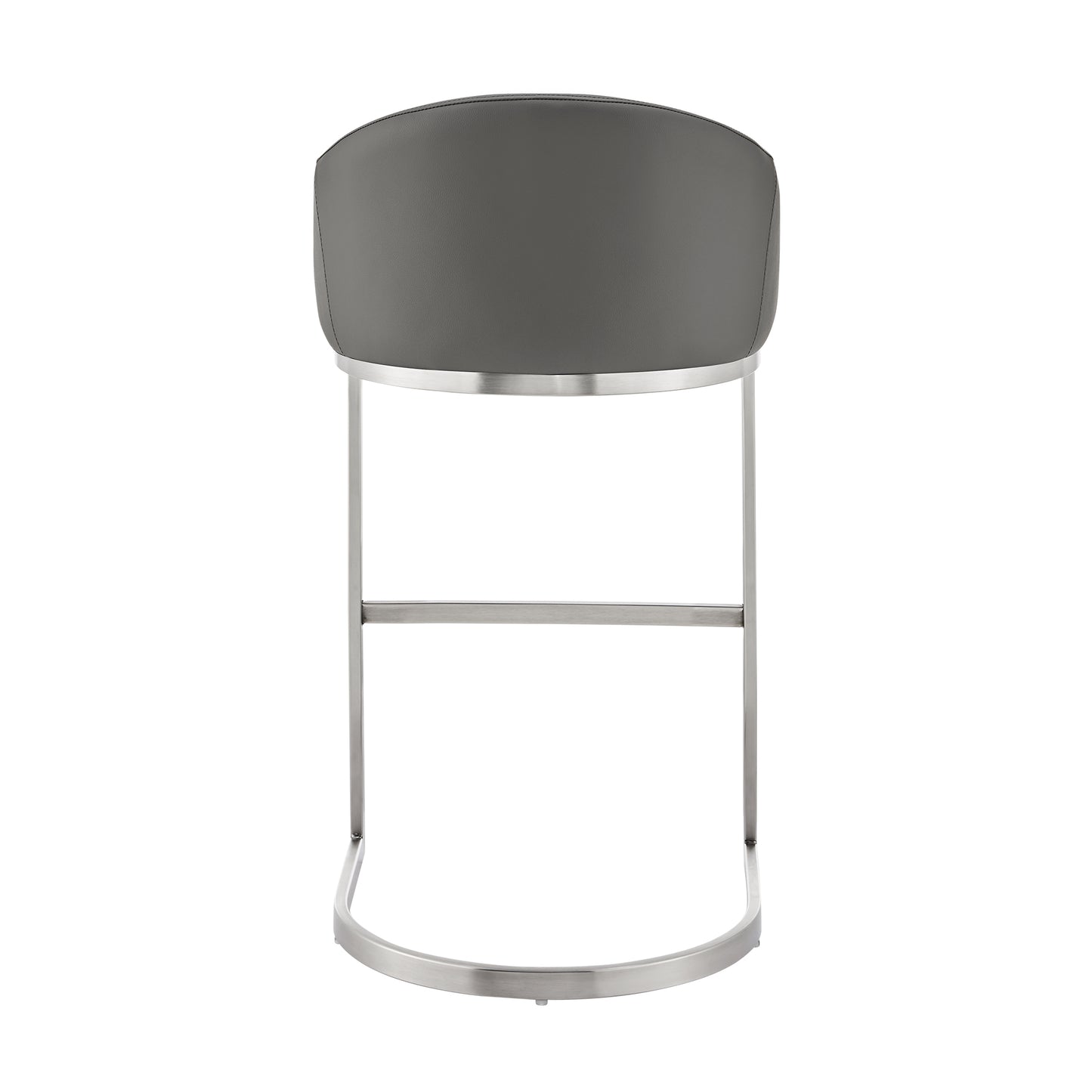 Katherine 26" Counter Stool in Brushed Stainless Steel with Gray Faux Leather
