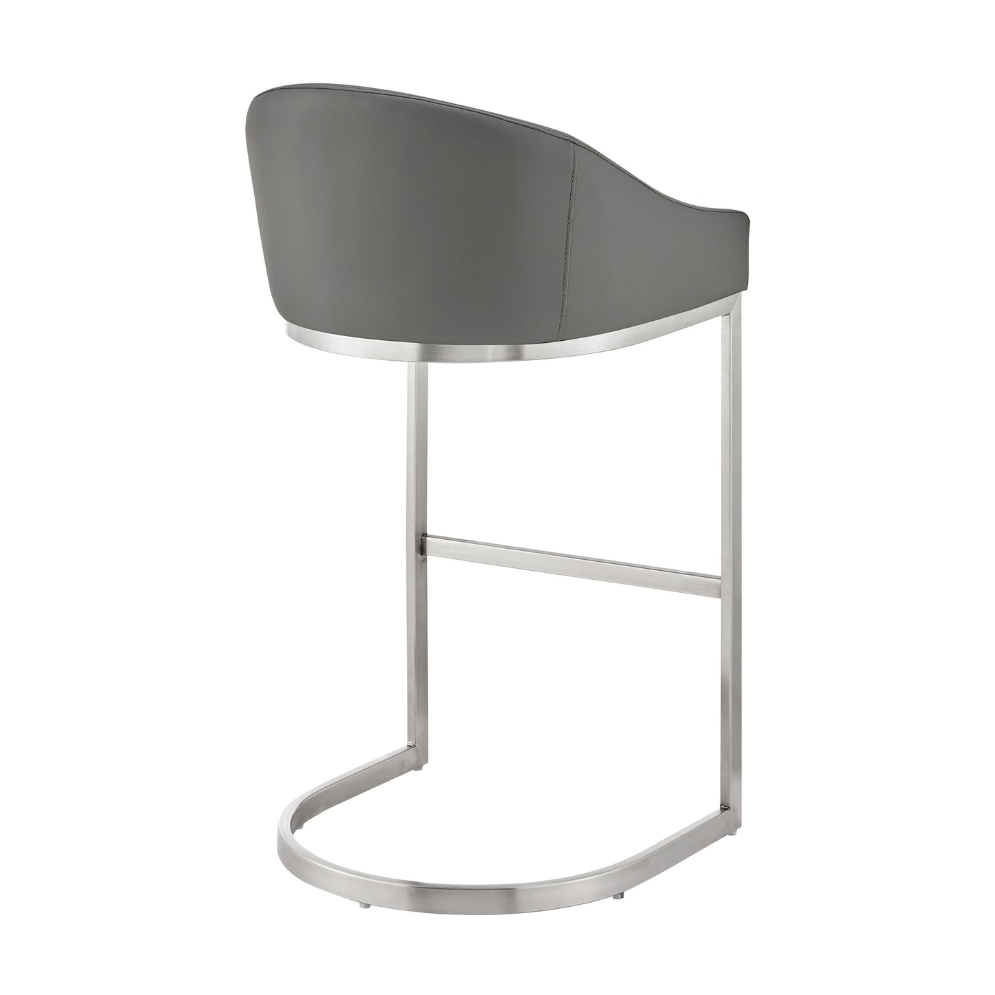 Katherine 30" Bar Stool in Brushed Stainless Steel with Gray Faux Leather