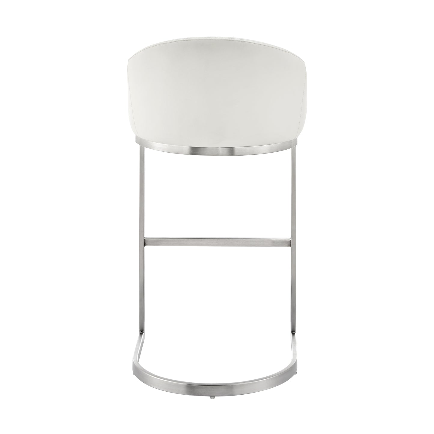 Katherine 26" Counter Stool in Brushed Stainless Steel with White Faux Leather