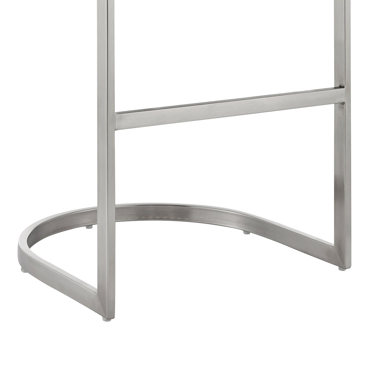 Katherine 30" Bar Stool in Brushed Stainless Steel with White Faux Leather