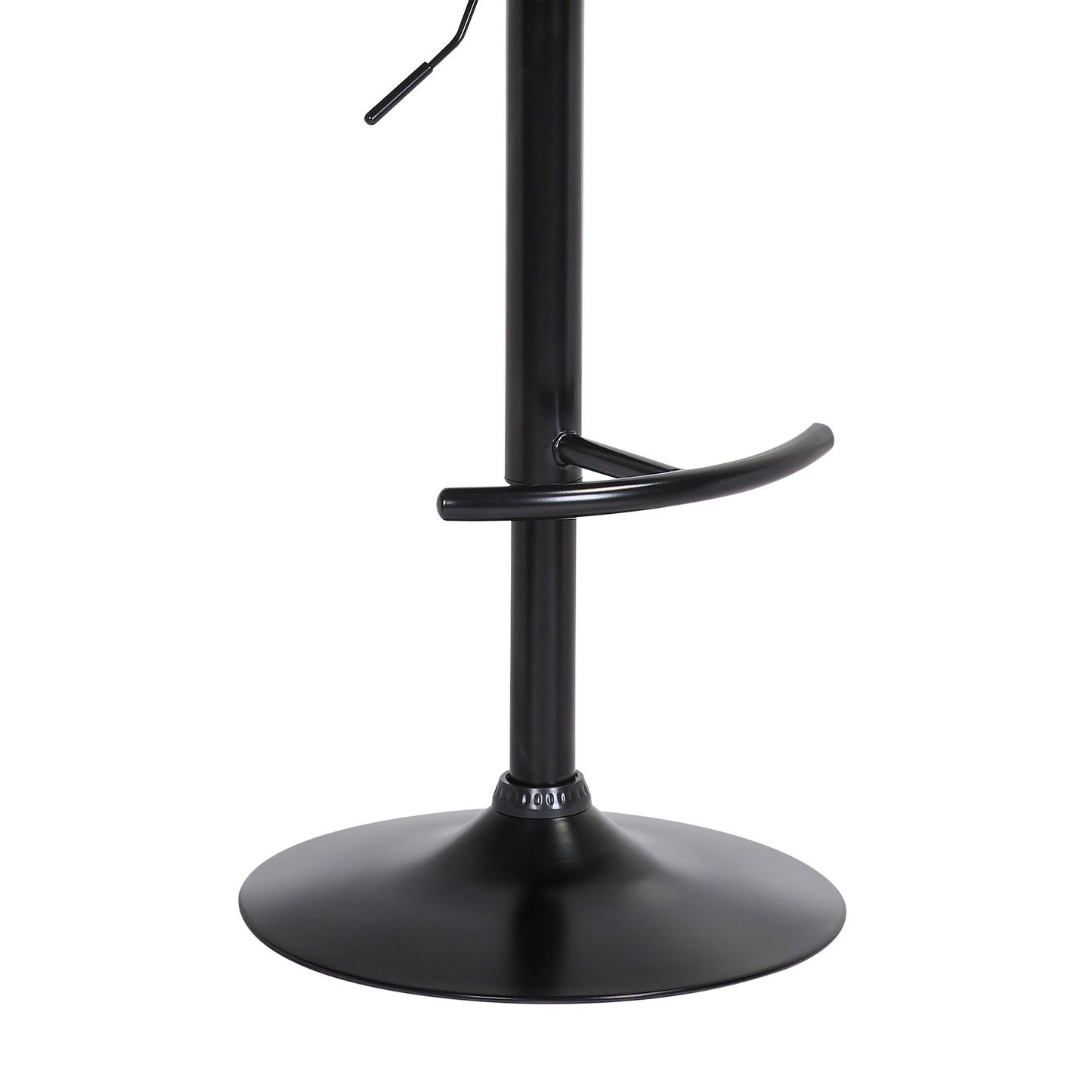 Larisa Adjustable Wood Bar Stool in Faux Leather with Golden Bronze and Black Metal