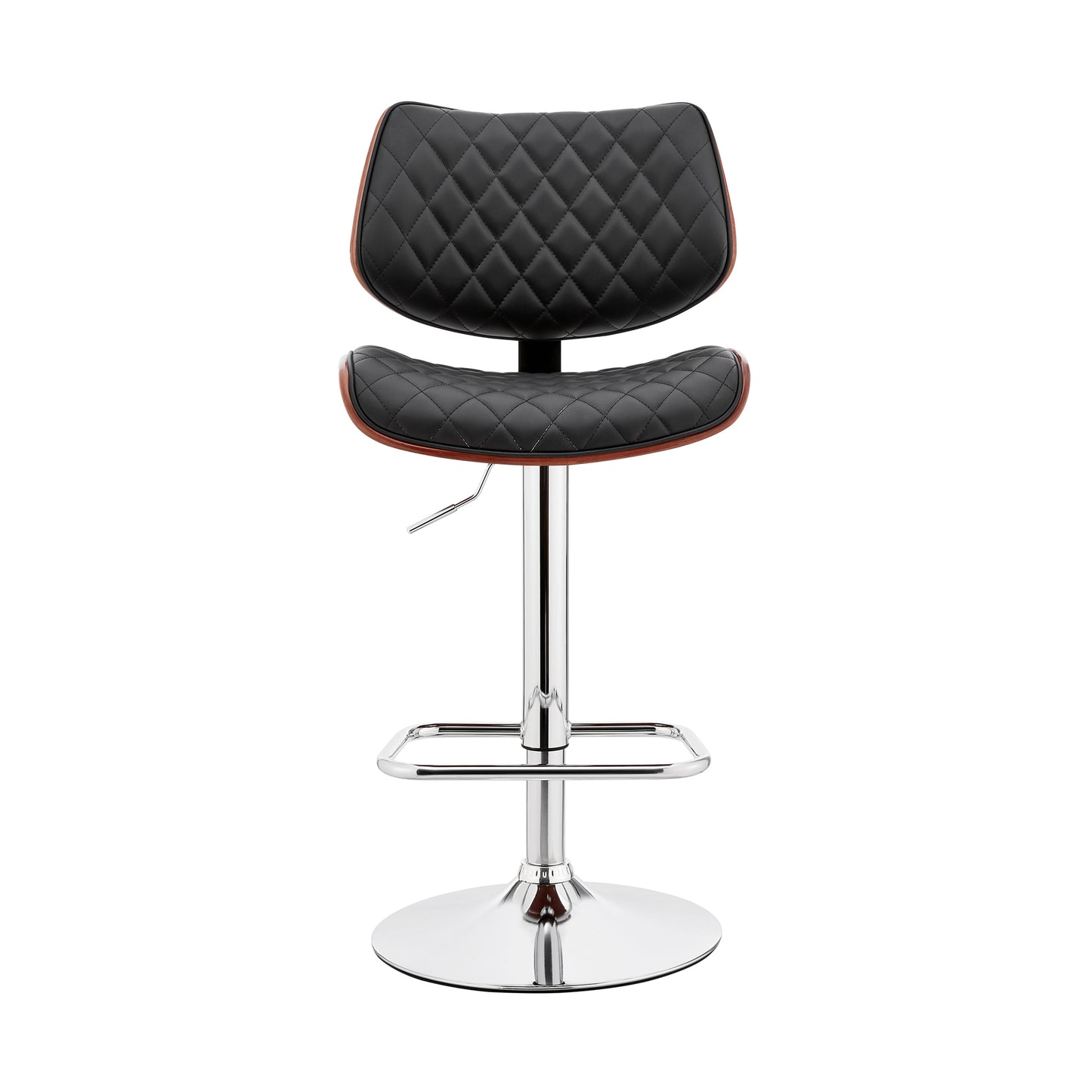 Leland Adjustable Faux Leather and Chrome Finish Bar Stool