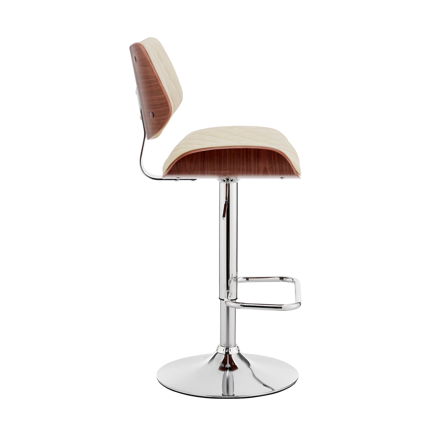Leland Adjustable Faux Leather and Chrome Finish Bar Stool