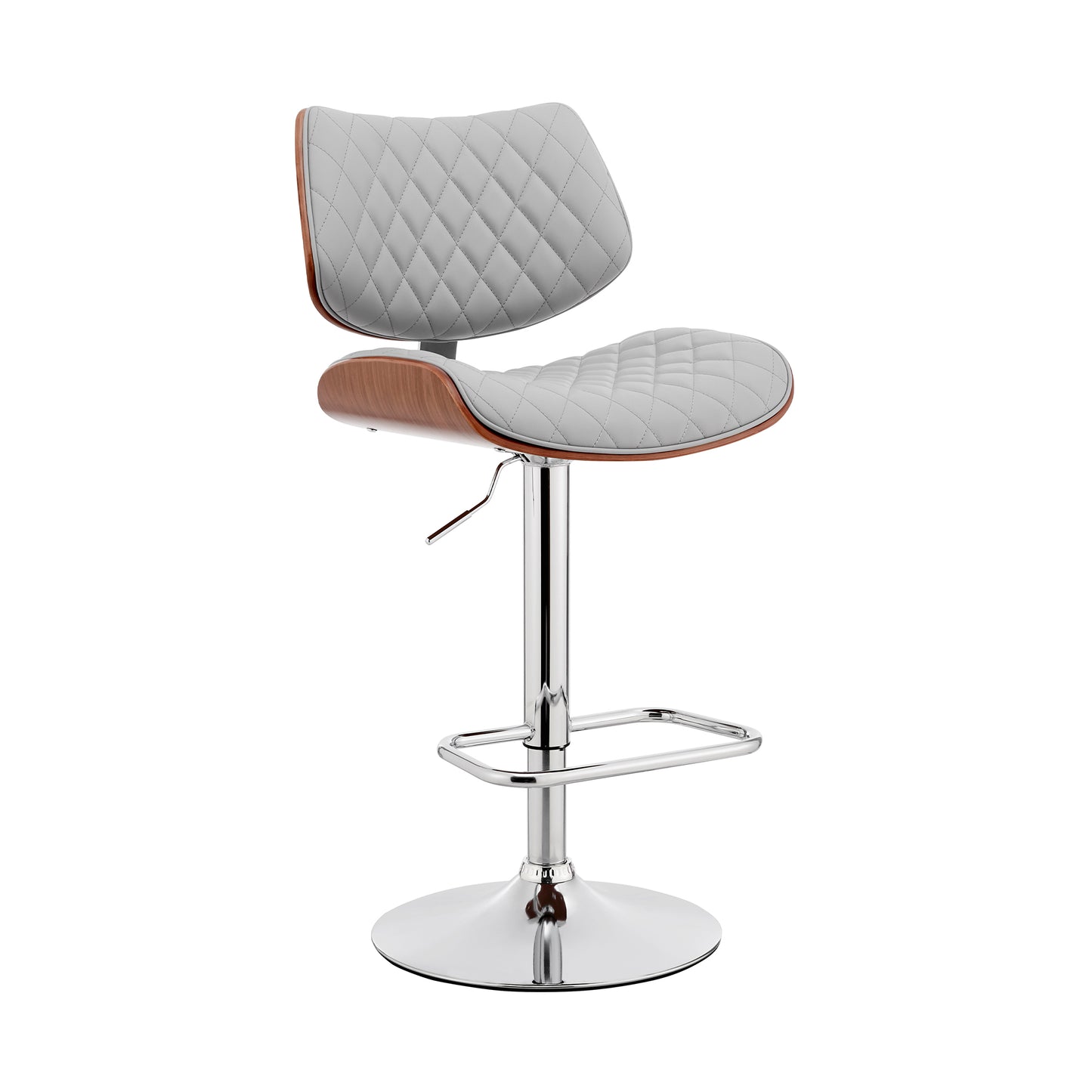 Leland Adjustable Faux Leather and Chrome Finish Bar Stool