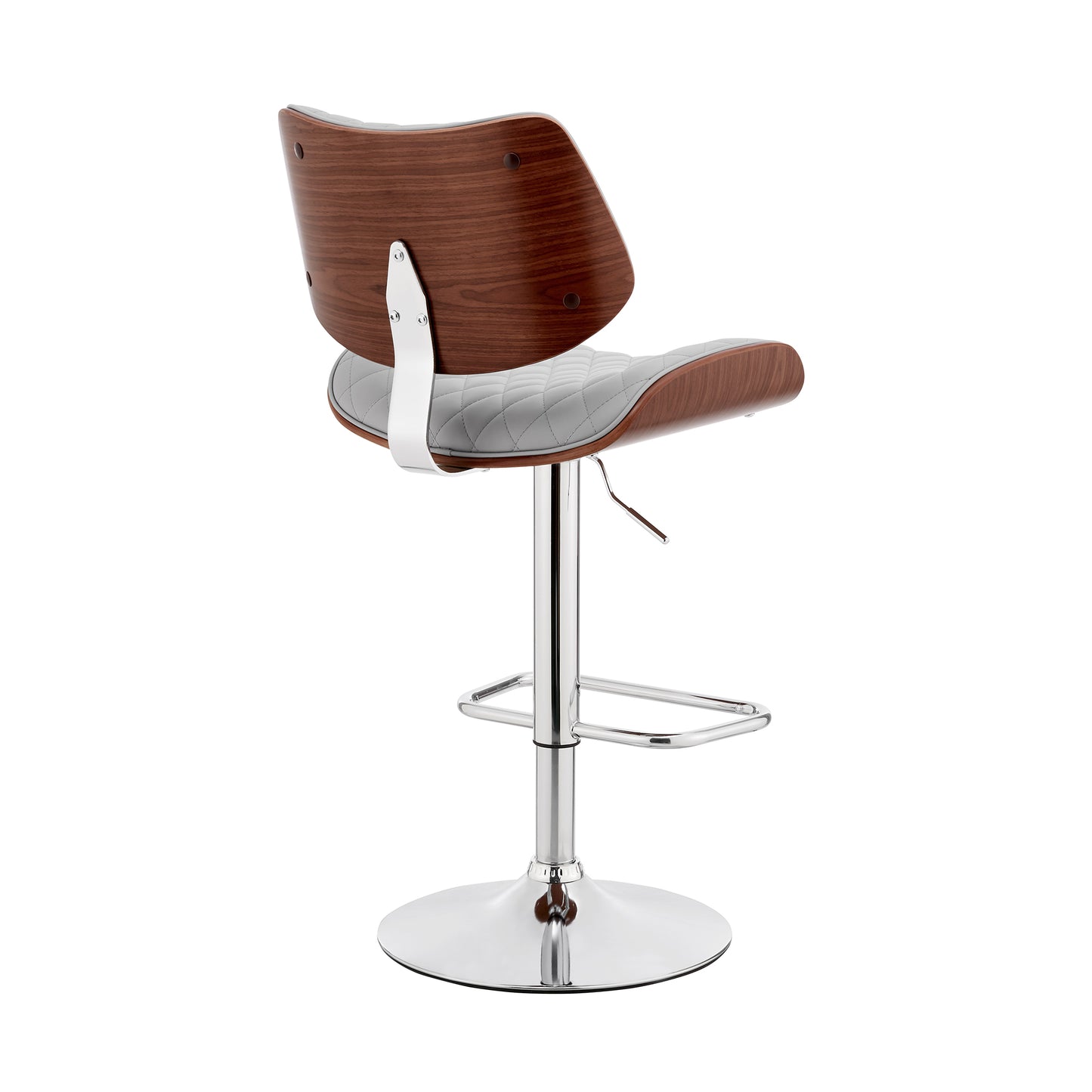 Leland Adjustable Faux Leather and Chrome Finish Bar Stool