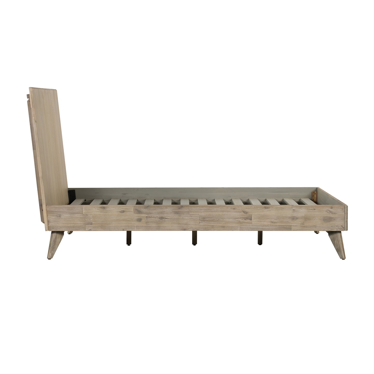 Baly Acacia Mid-Century Gray Sandblast Platform Queen Bed