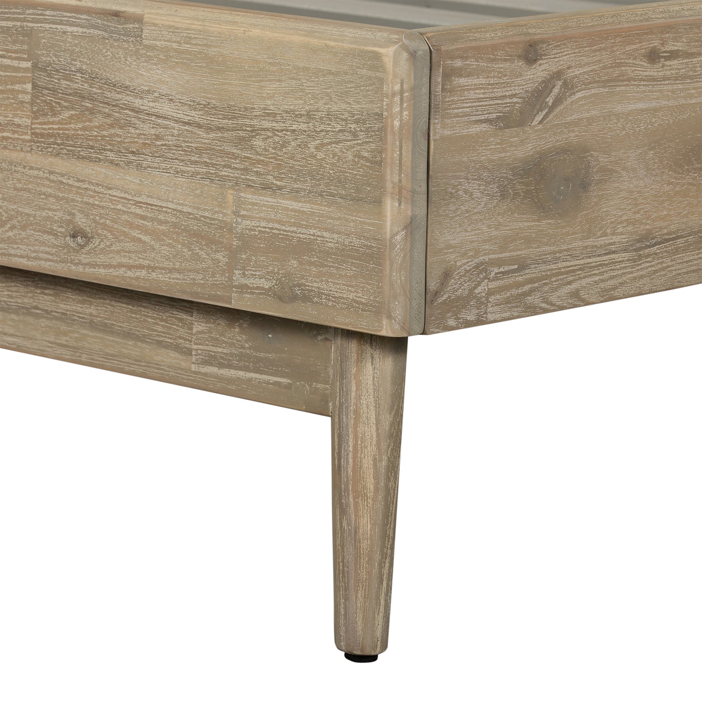 Baly Acacia Mid-Century Gray Sandblast Platform Queen Bed