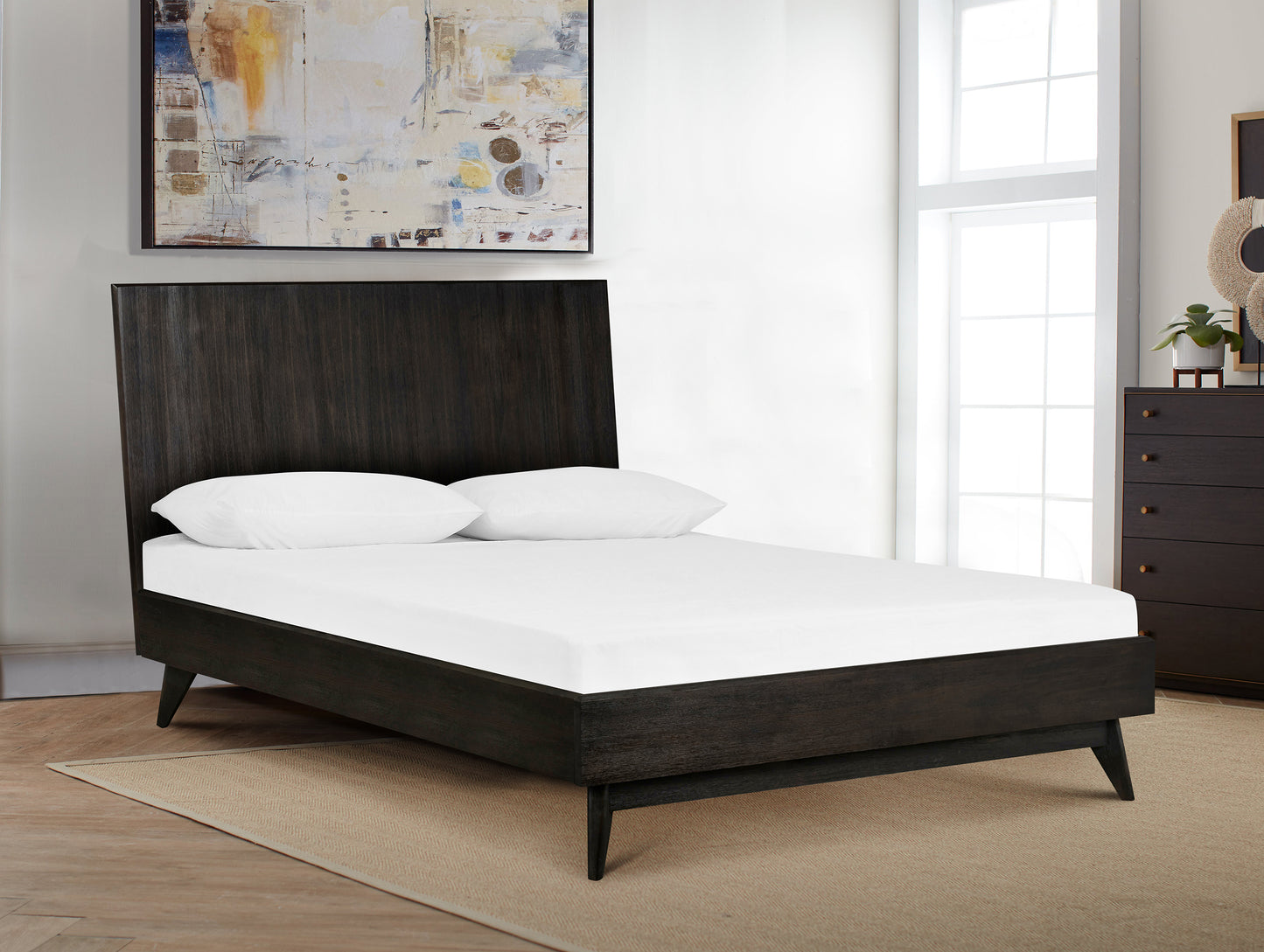 Baly Acacia Mid-Century Sandblast Platform Bed