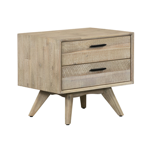 Baly Acacia Mid-Century Gray 2 Drawer Night stand