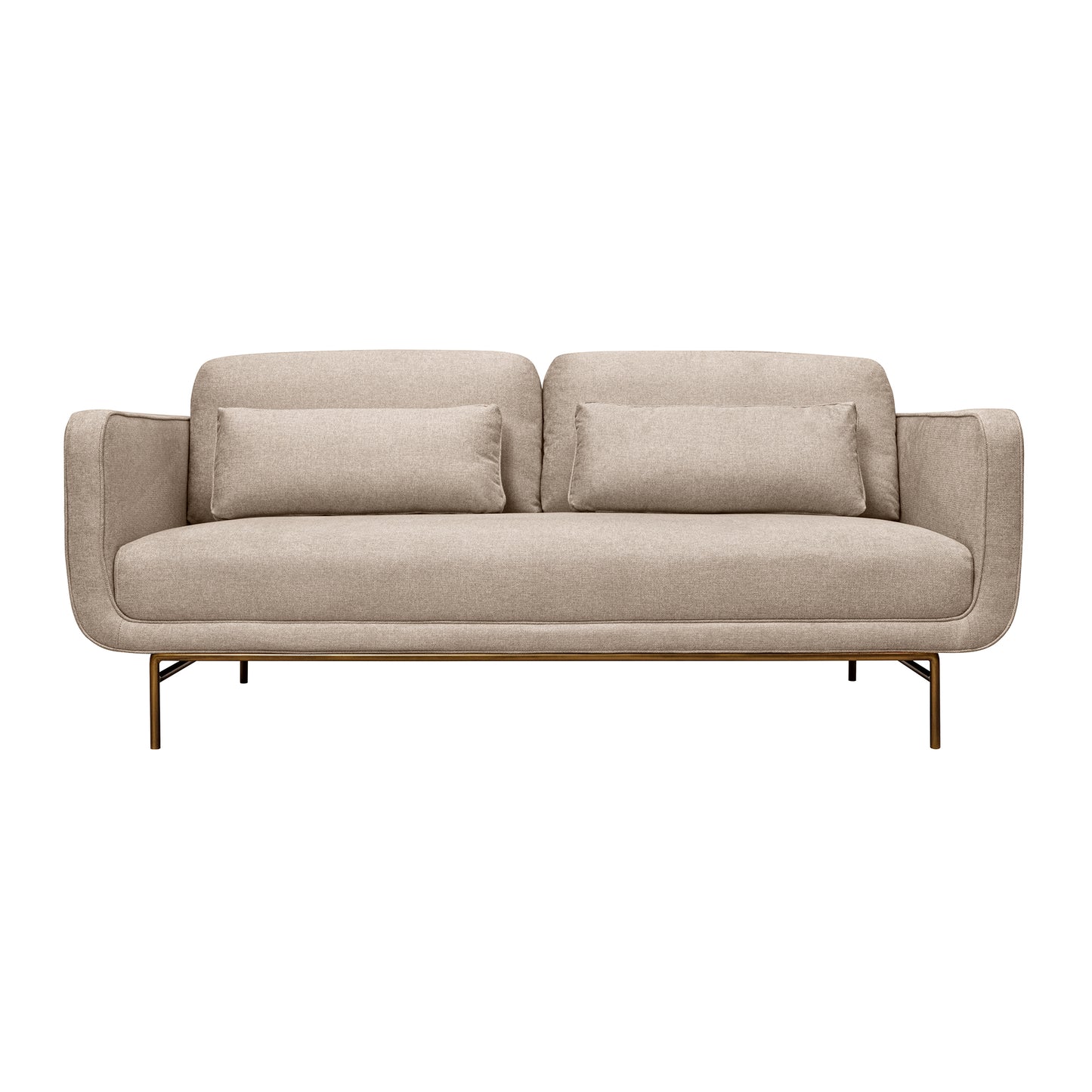 Lilou 77" Sofa with Antique Brass Metal Legs in Fabric and Velvet Options