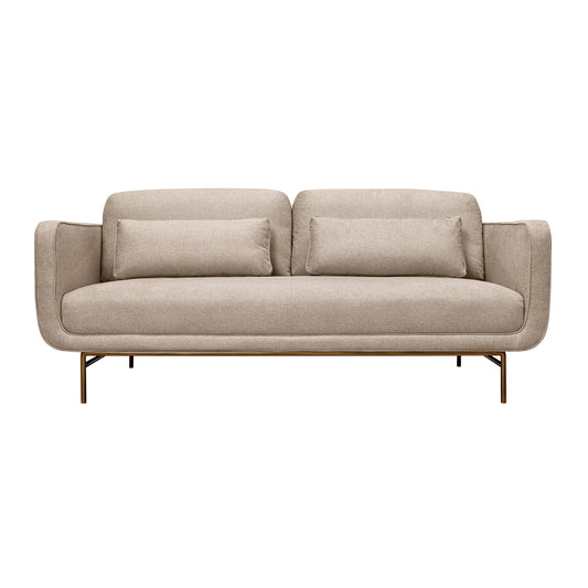 Lilou 77" Sofa with Antique Brass Metal Legs in Fabric and Velvet Options