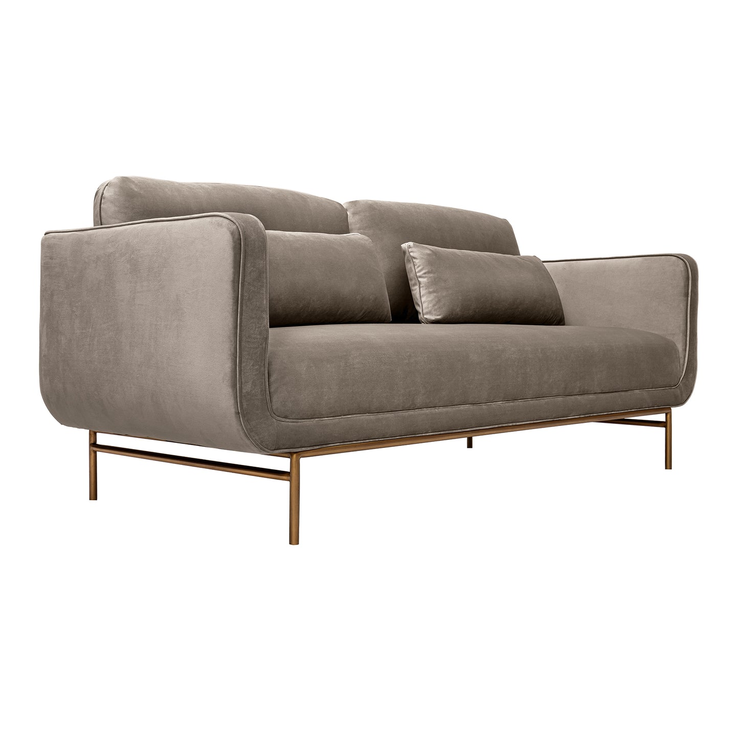 Lilou 77" Sofa with Antique Brass Metal Legs in Fabric and Velvet Options