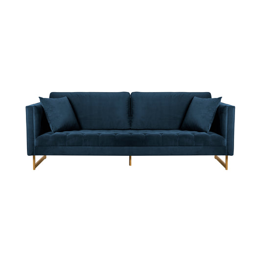 Lenox Velvet Modern Sofa with Brass Legs