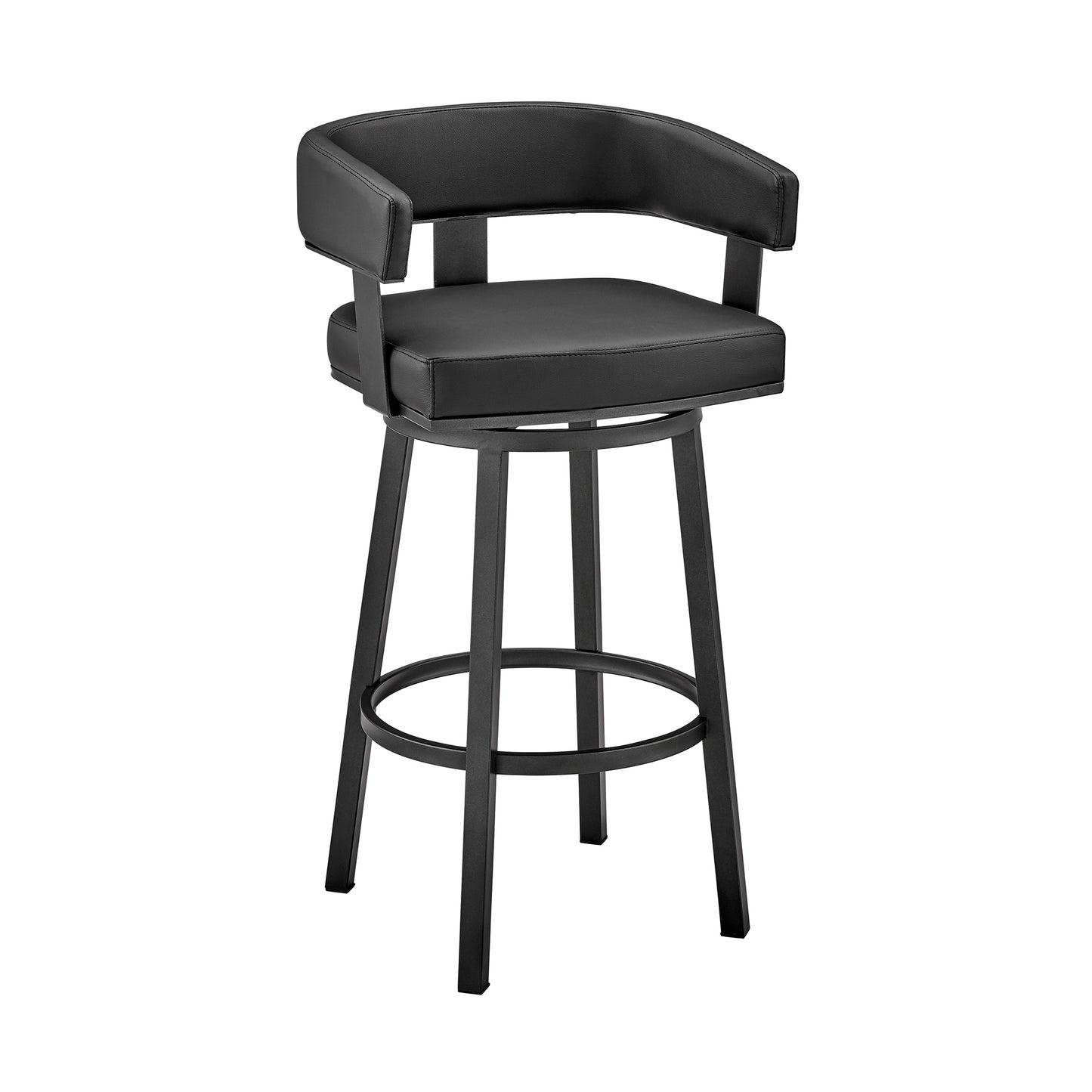 Lorin Swivel Bar Stool in Various Finishes and Faux Leather Options
