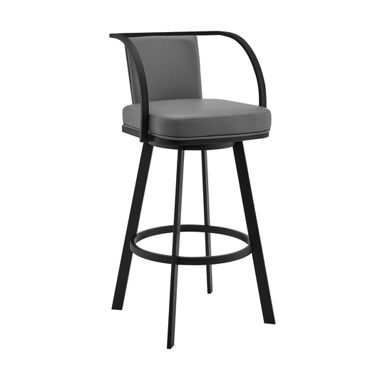 Livingston Gray Faux Leather and Metal Swivel Bar Stool