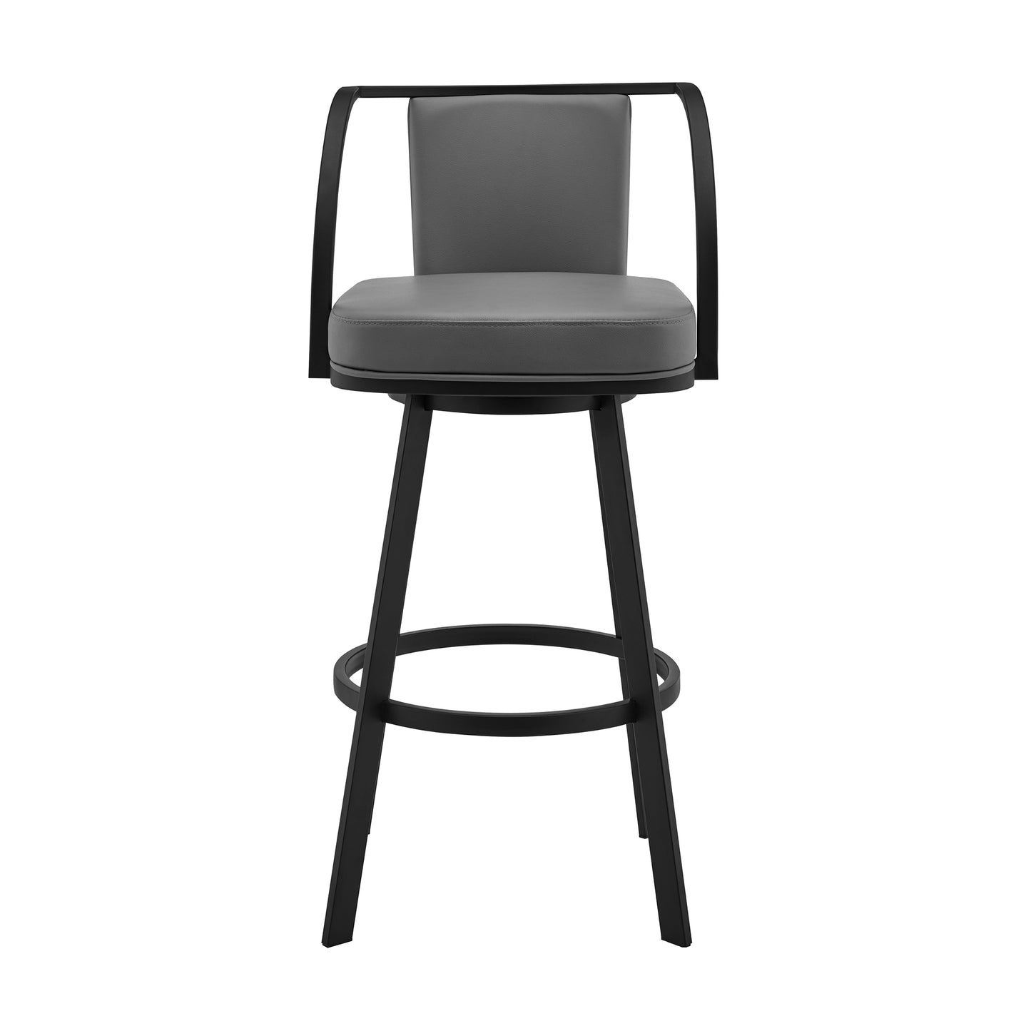 Livingston Gray Faux Leather and Metal Swivel Bar Stool